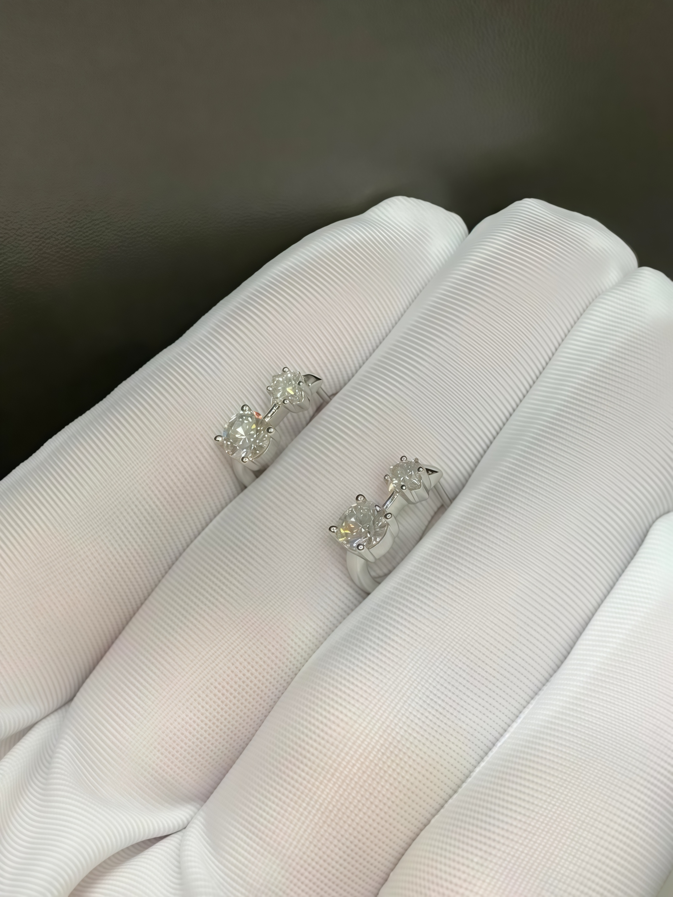 Round cut and Princess cut Lab Diamond Earrings