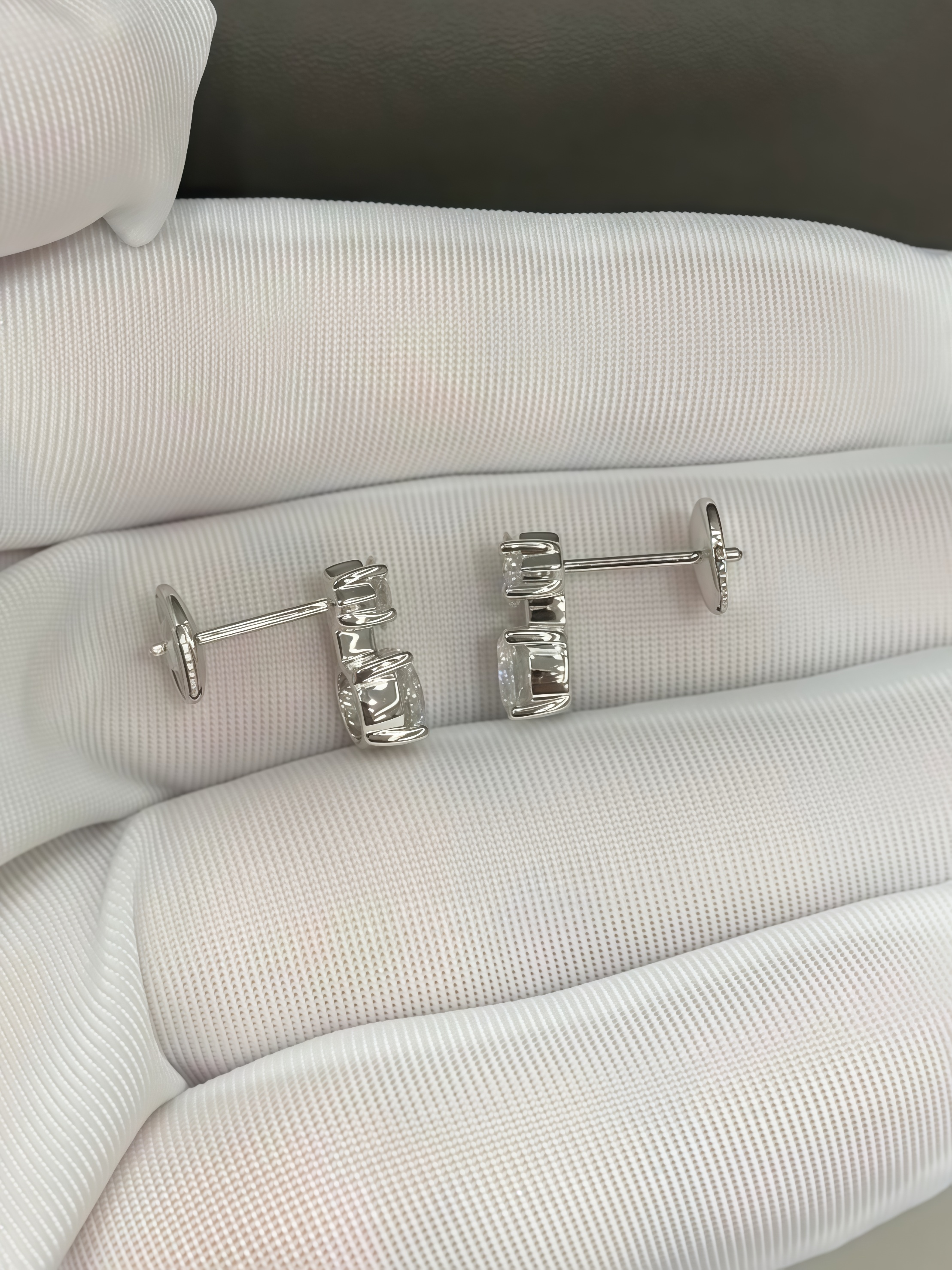 Round cut and Princess cut Lab Diamond Earrings