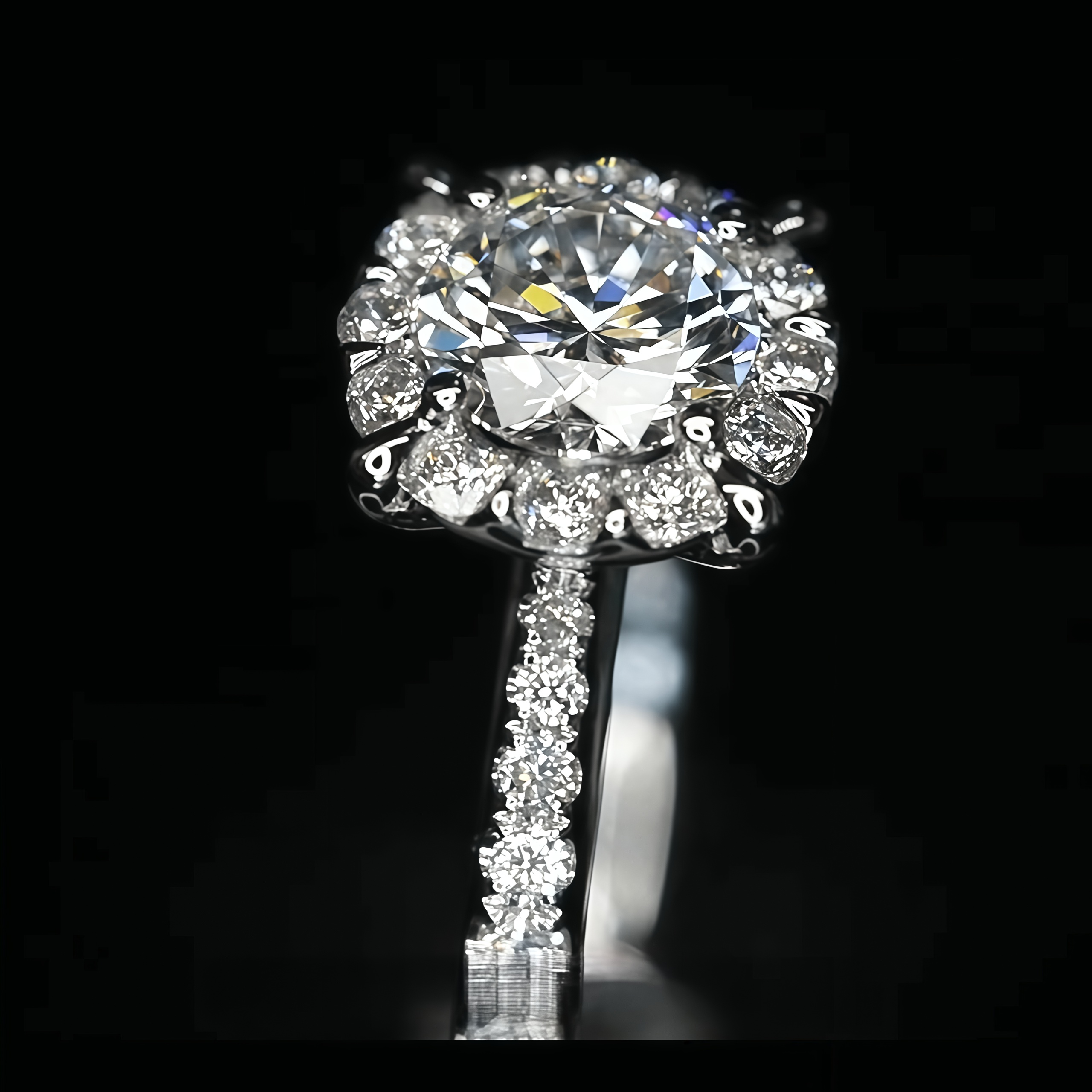 0.5 Carat Round Brilliant Cut Lab Grown Diamond Halo Engagement Ring