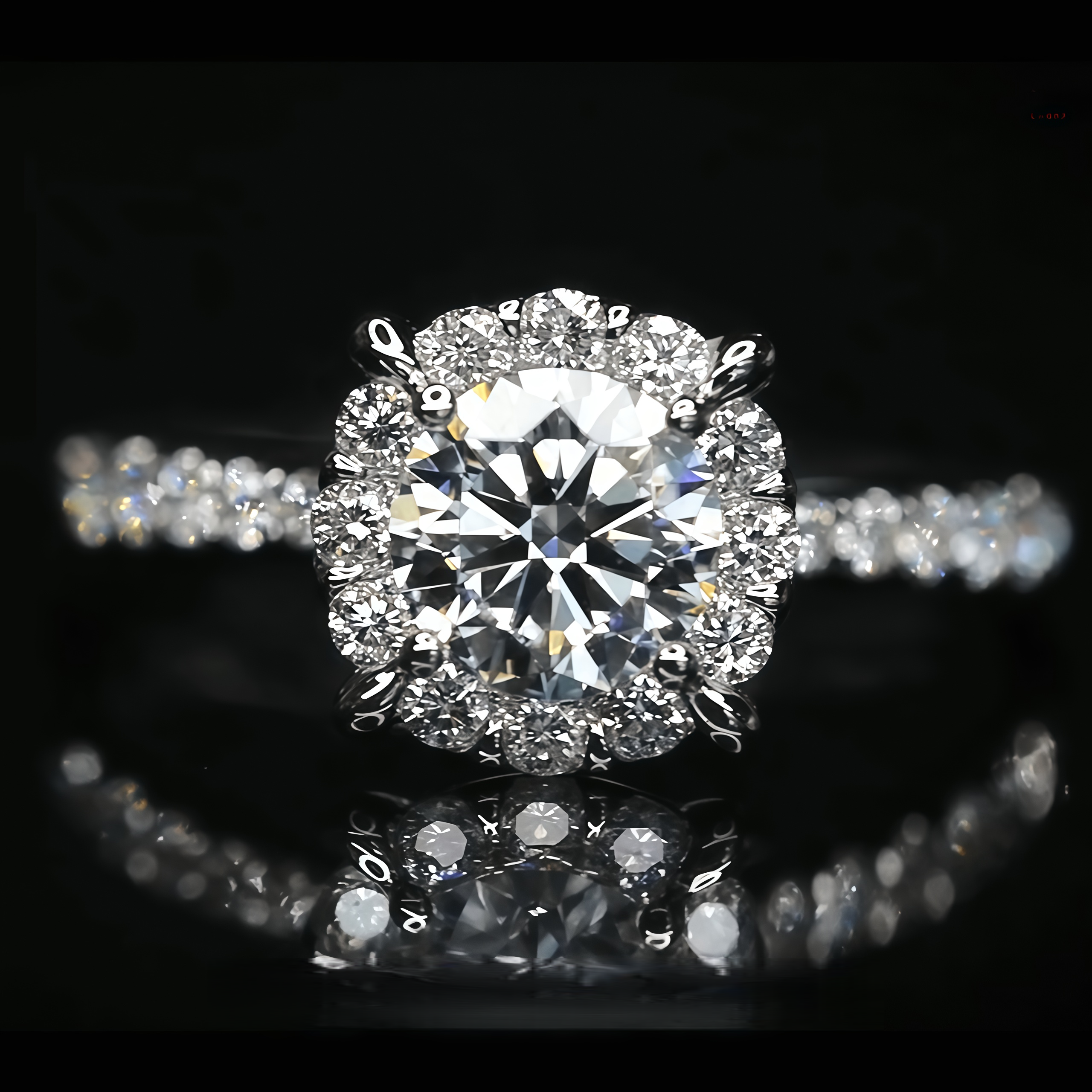 0.5 Carat Round Brilliant Cut Lab Grown Diamond Halo Engagement Ring