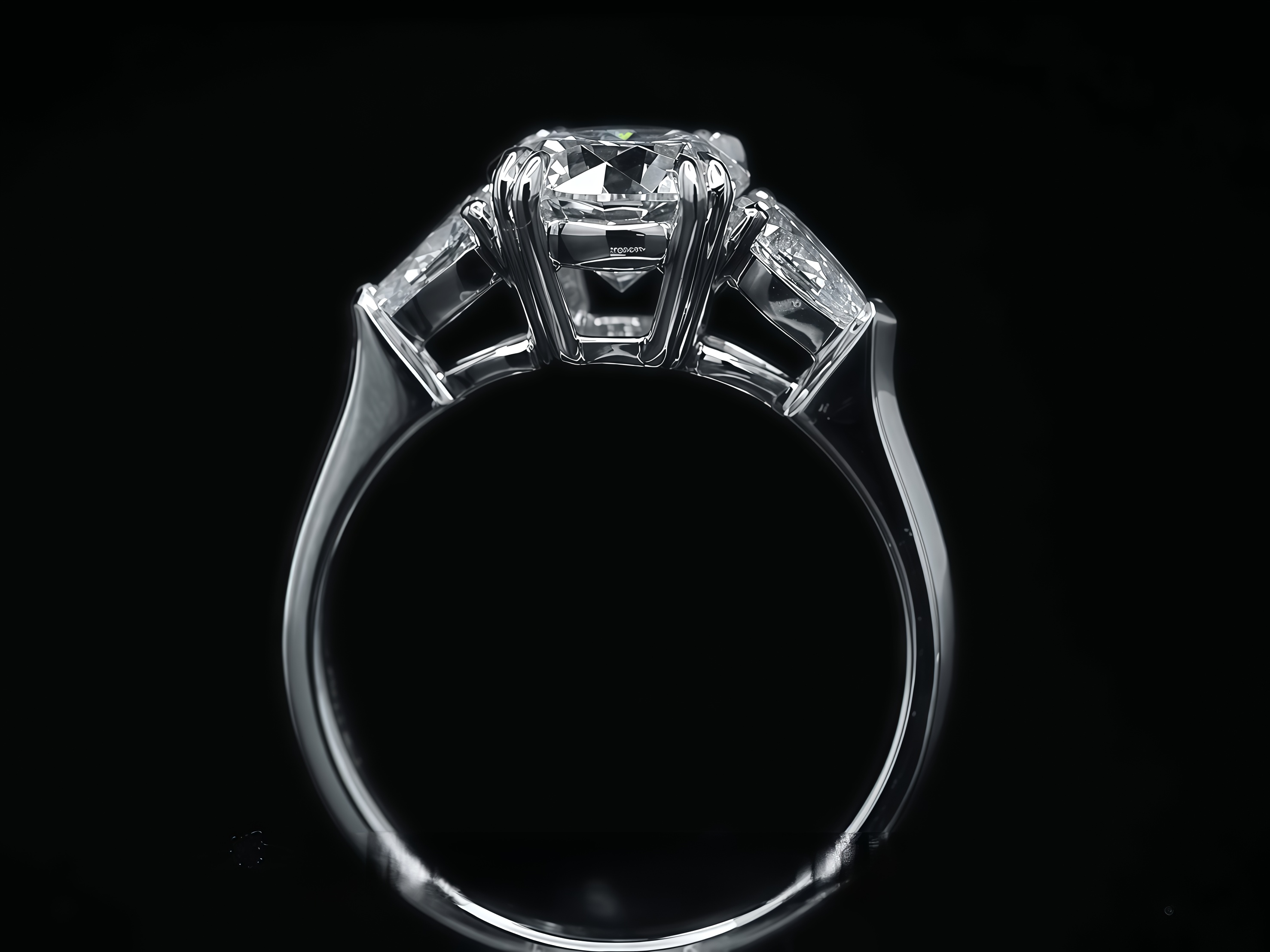 Three-Stone 1 Carat Round Diamond With Pear Side Stones Ring 18K Gold