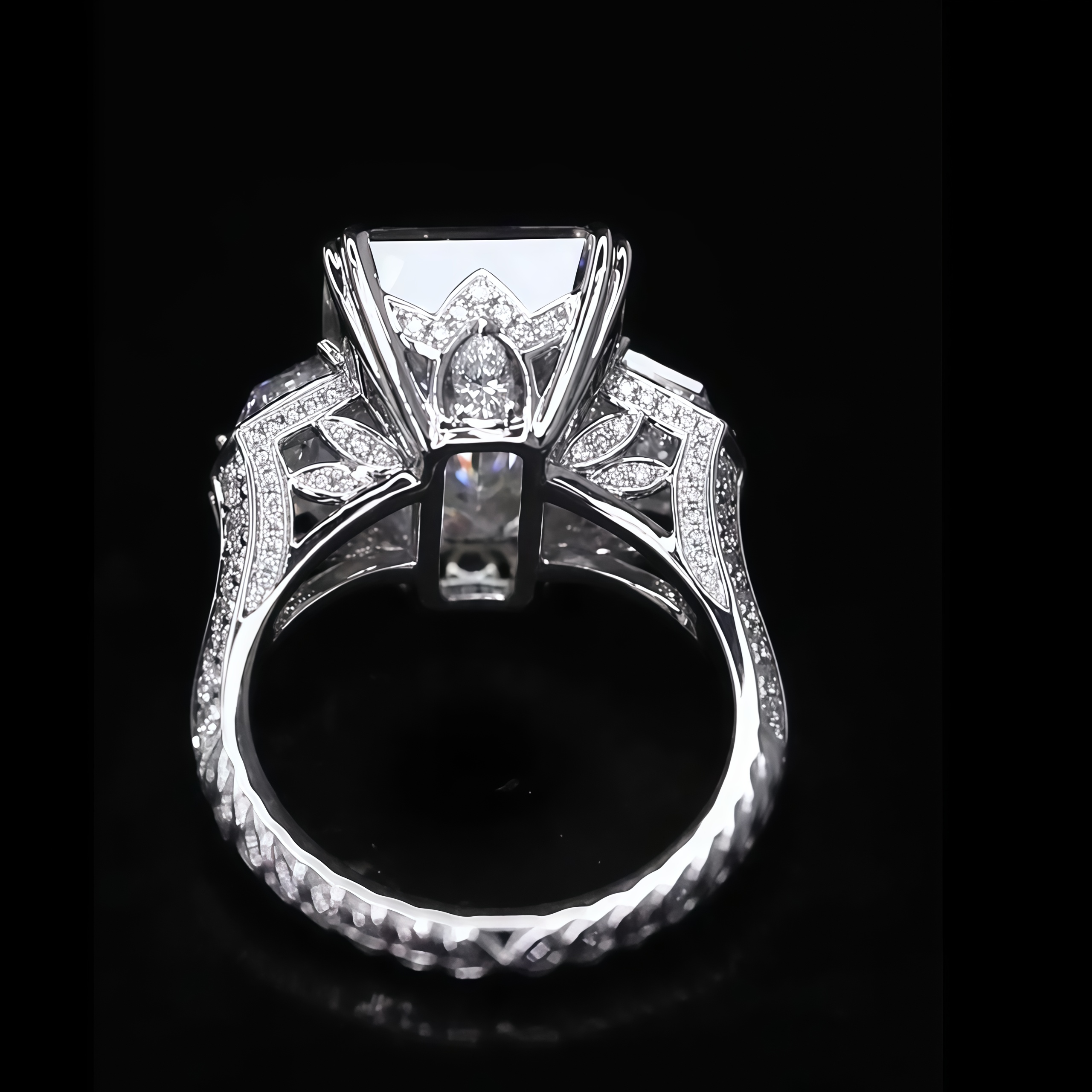 Three Stones Ring 12ct Emerald Cut Lab Grown Diamond