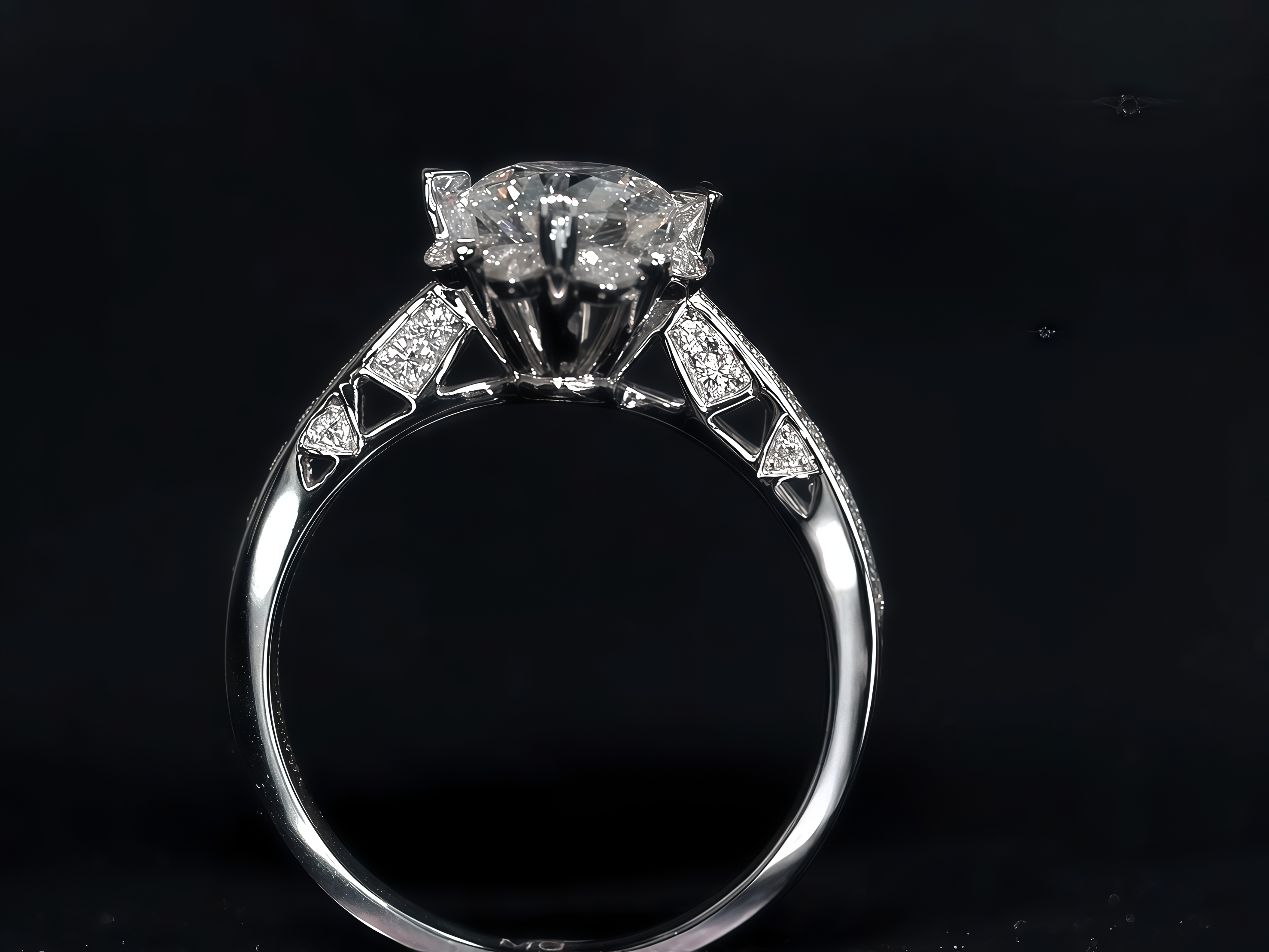 Unique Snowflake Lab Diamond Ring 18K Gold Halo - Pave Engagement Ring