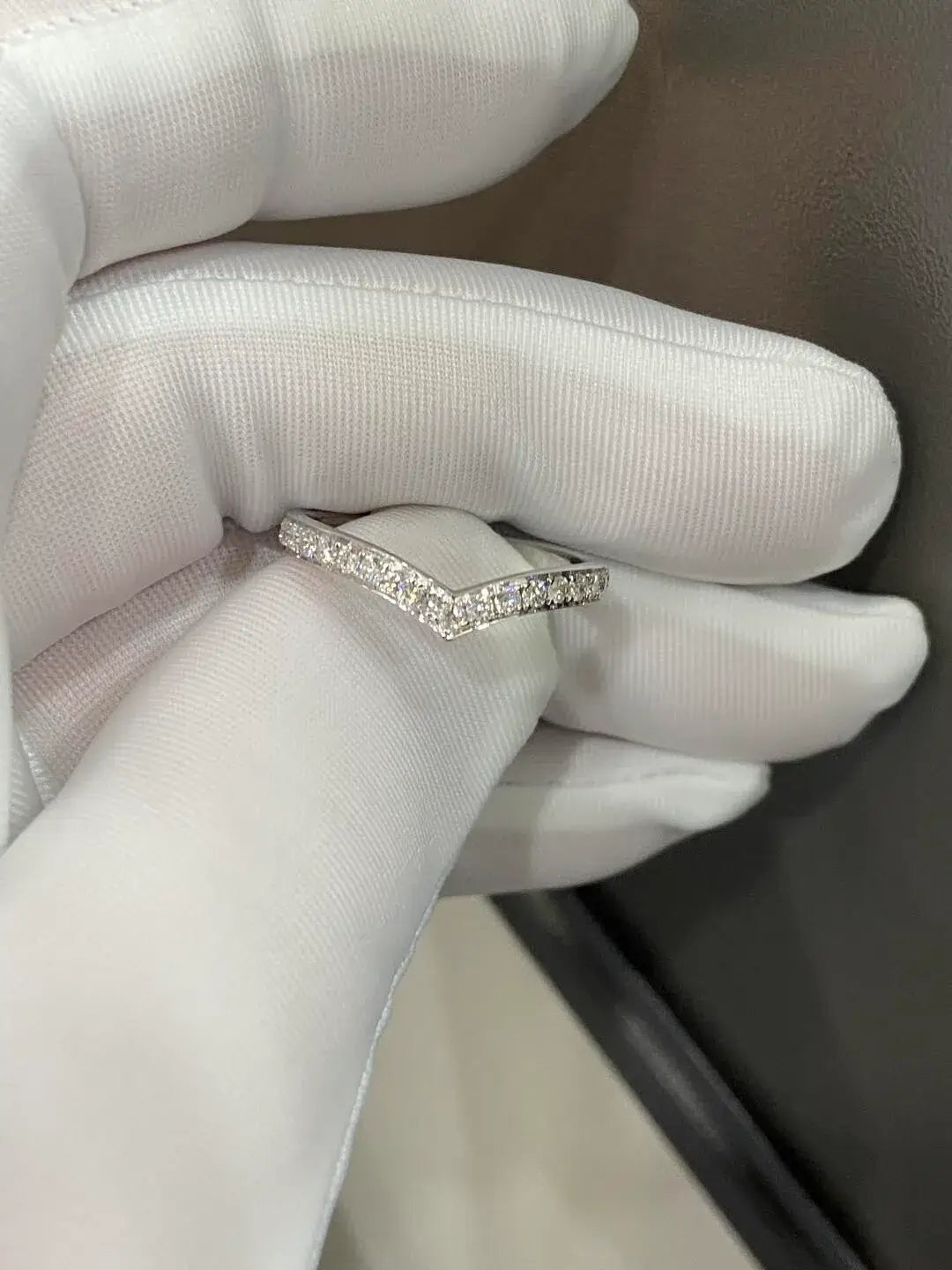 V Shape Round Cut Lab Diamond Eternity Ring