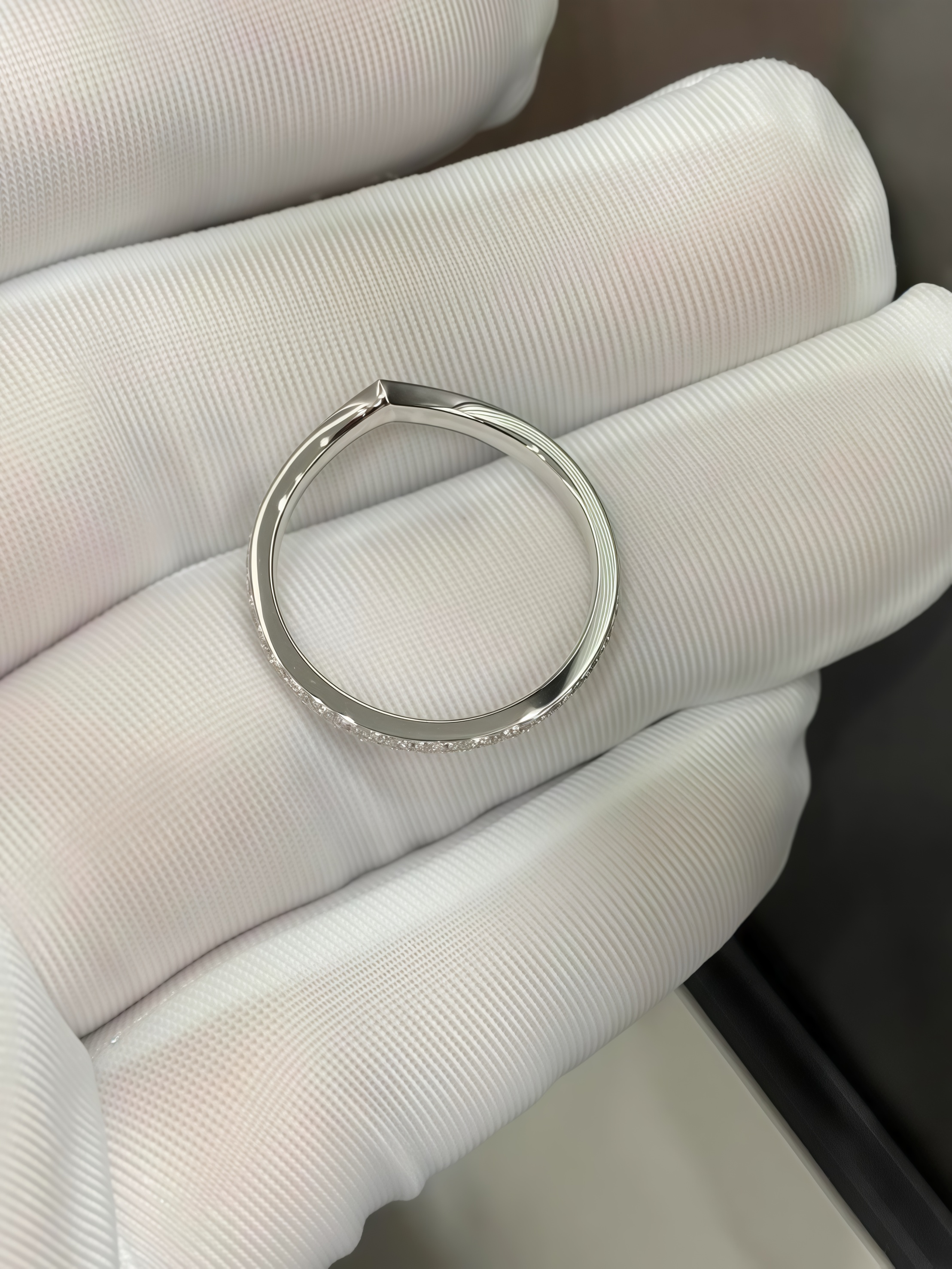 V Shape Round Cut Lab Diamond Eternity Ring