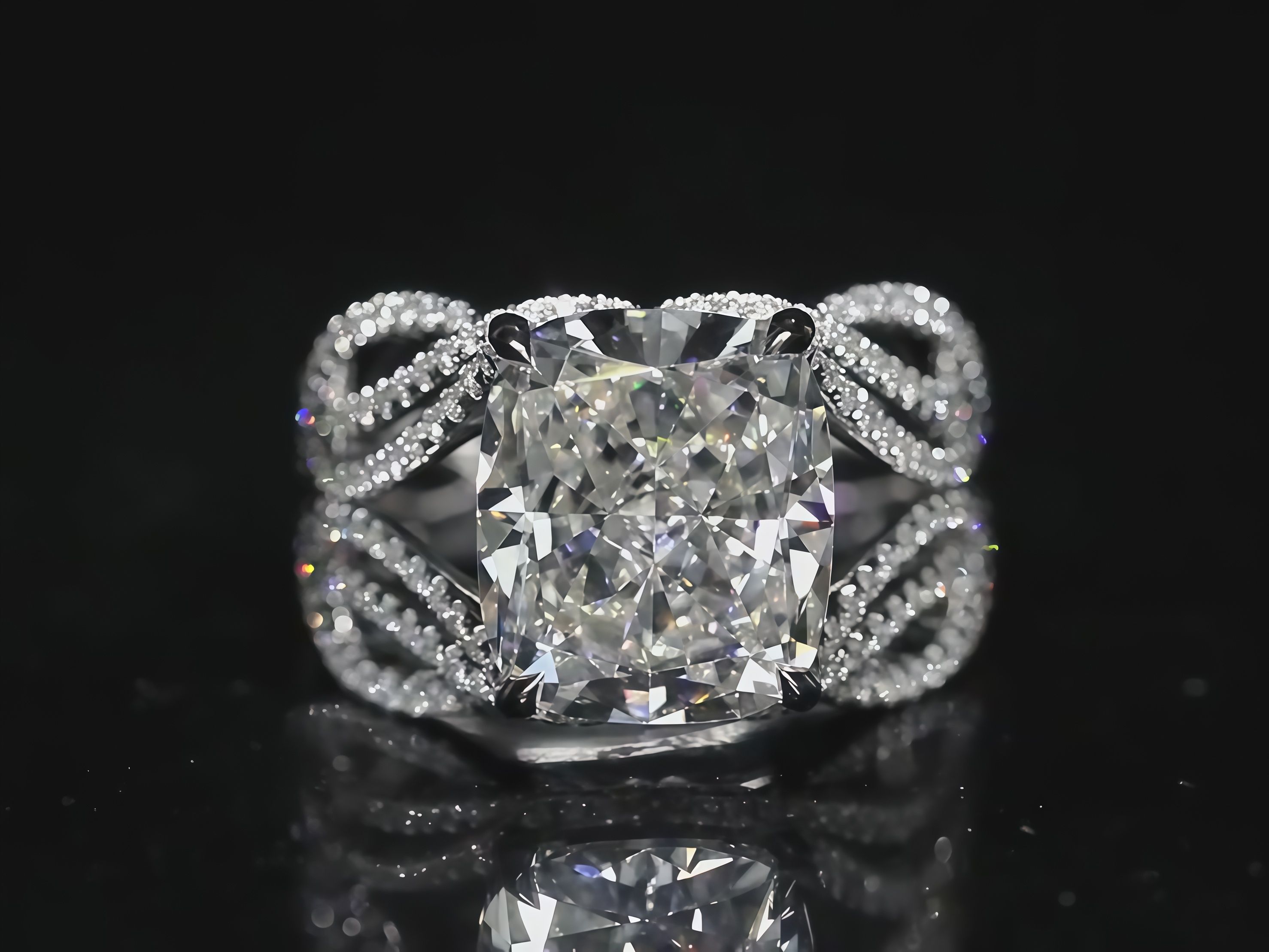 7-Carat Cushion Cut Lab-Grown Diamond Ring Nature Inspired