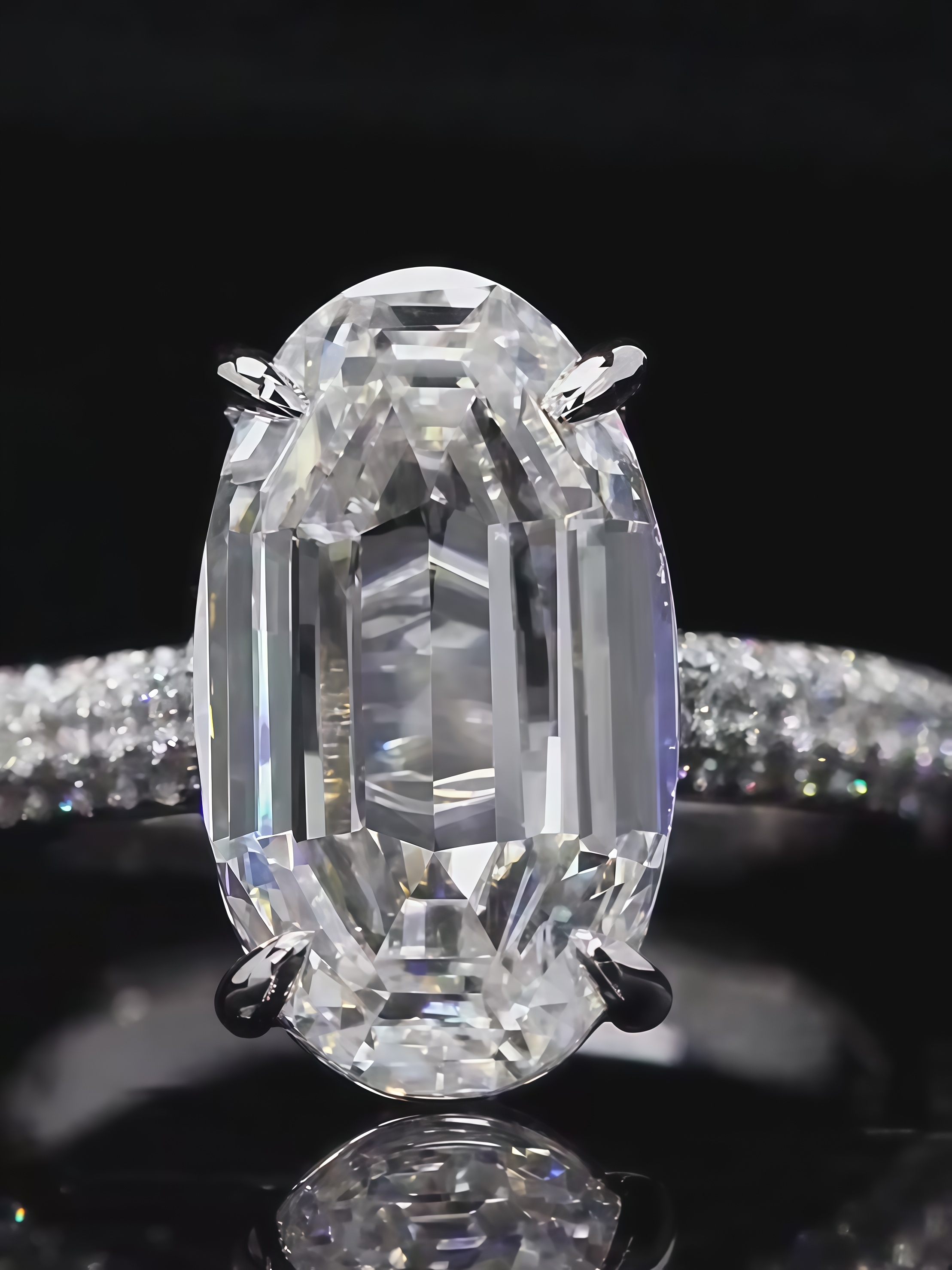6.66 Carat Antique Oval Cut Lab Grown Diamond Engagement Ring