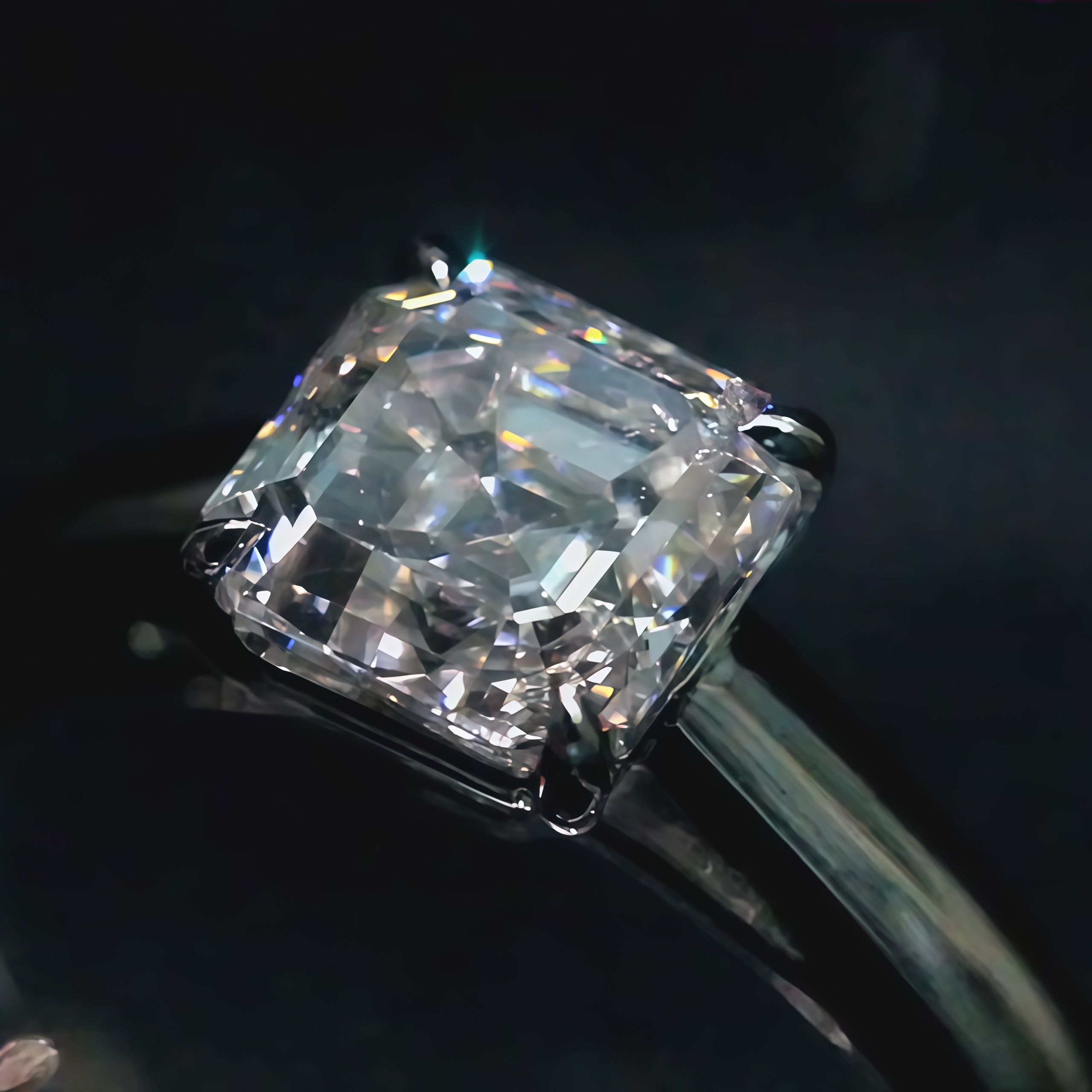 1 Carat Asscher Cut Lab Grown Diamond Solitaire Ring