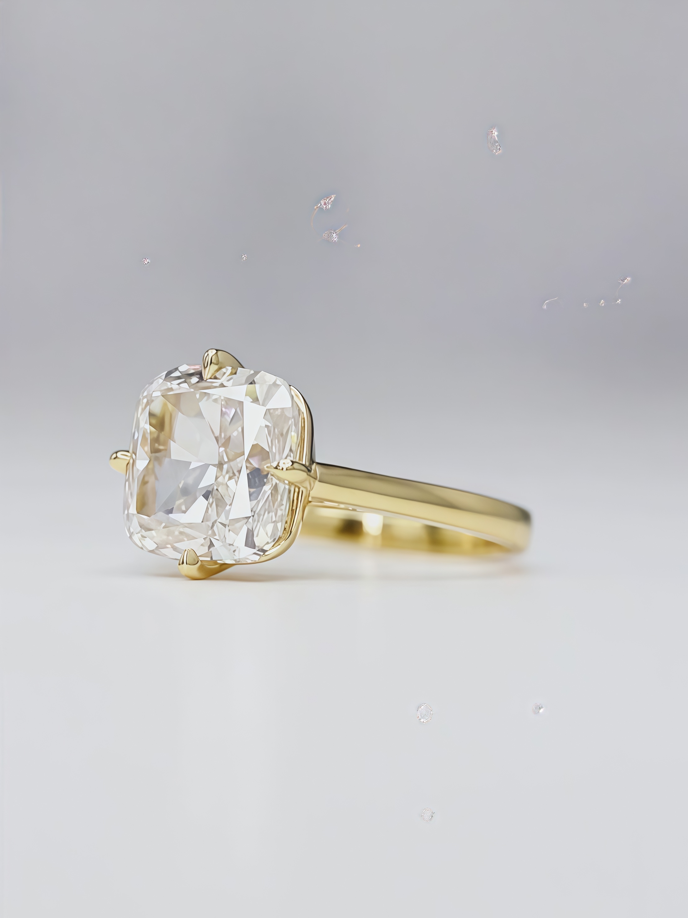 5 Carat Cushion Cut Lab Diamond Ring 14K Gold