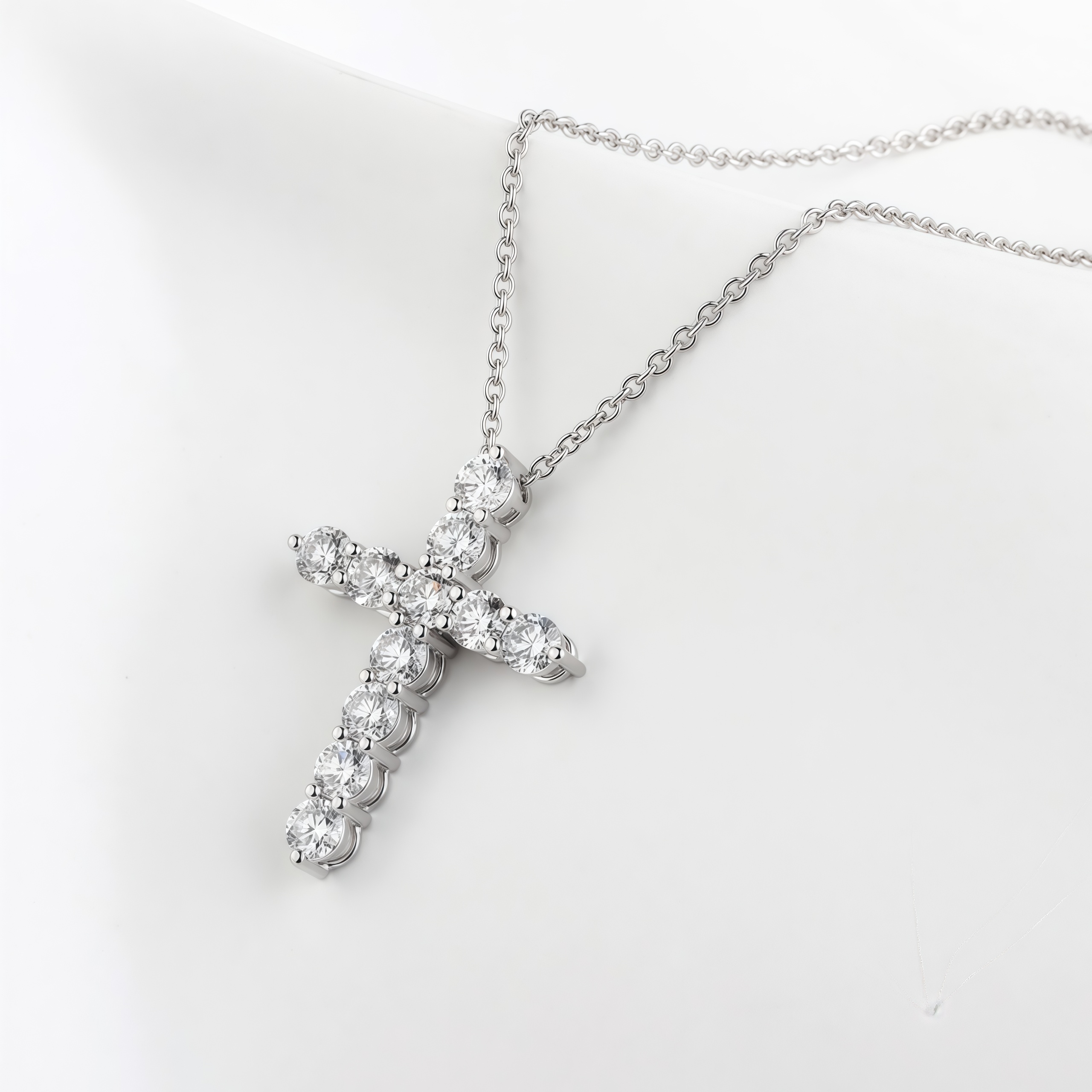 1.17 Ct Lab Diamond Cross Necklace 18K Gold