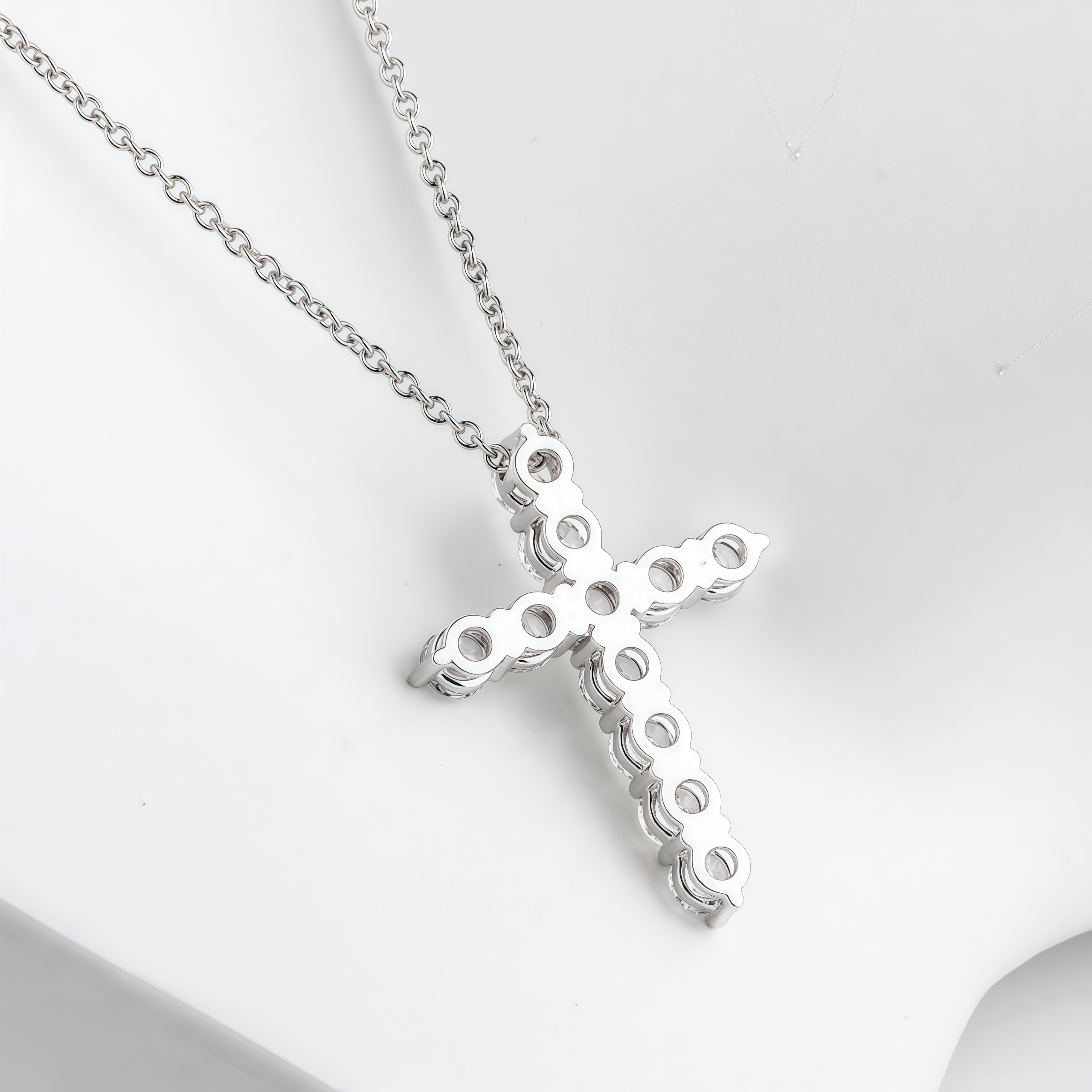 1.17 Ct Lab Diamond Cross Necklace 18K Gold