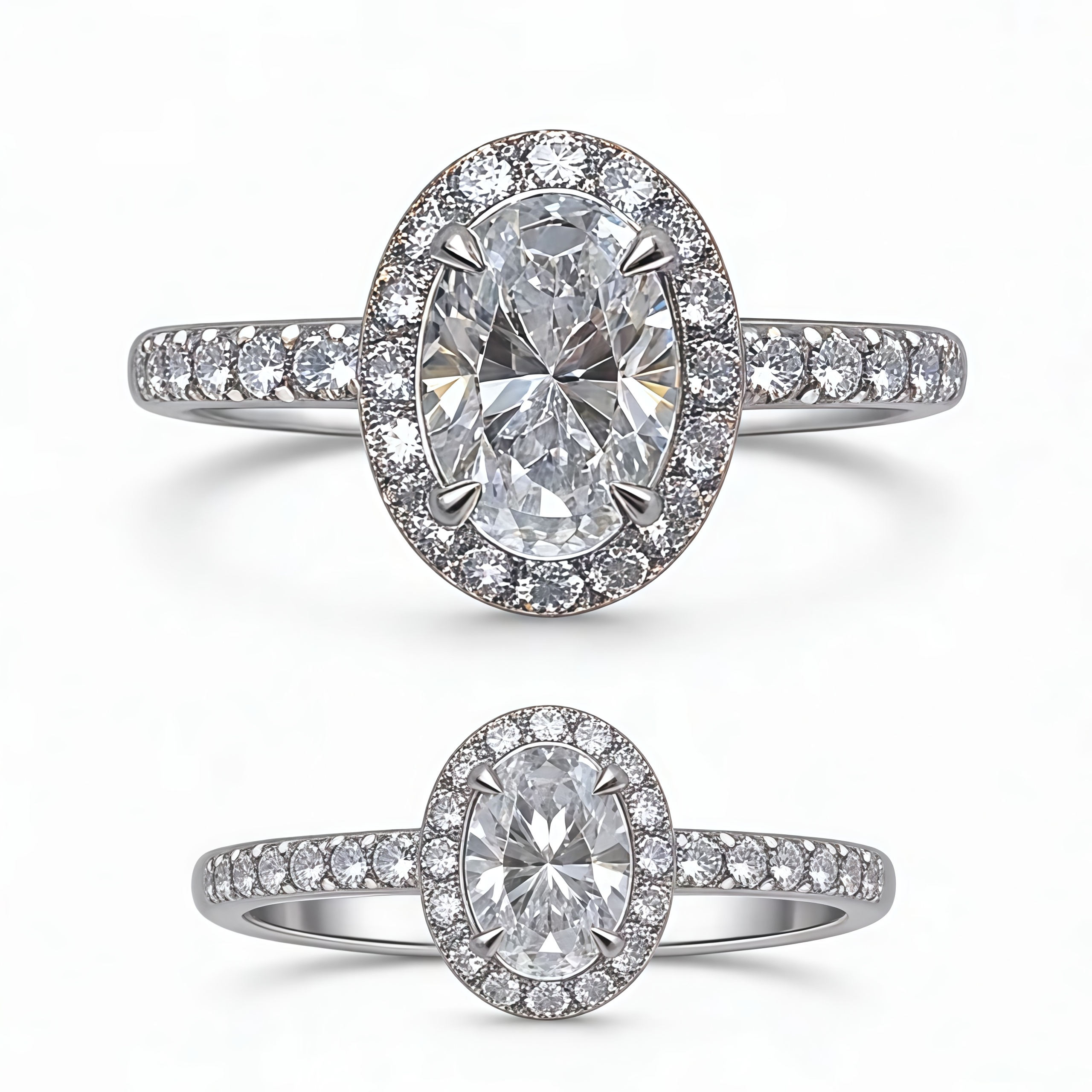 1 CT Oval Lab Diamond Halo Engagement Ring