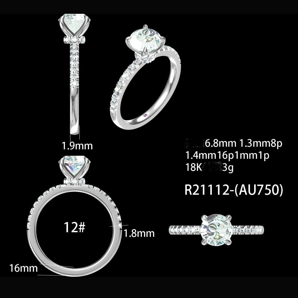 Pave Round Lab Diamond Engagement Ring