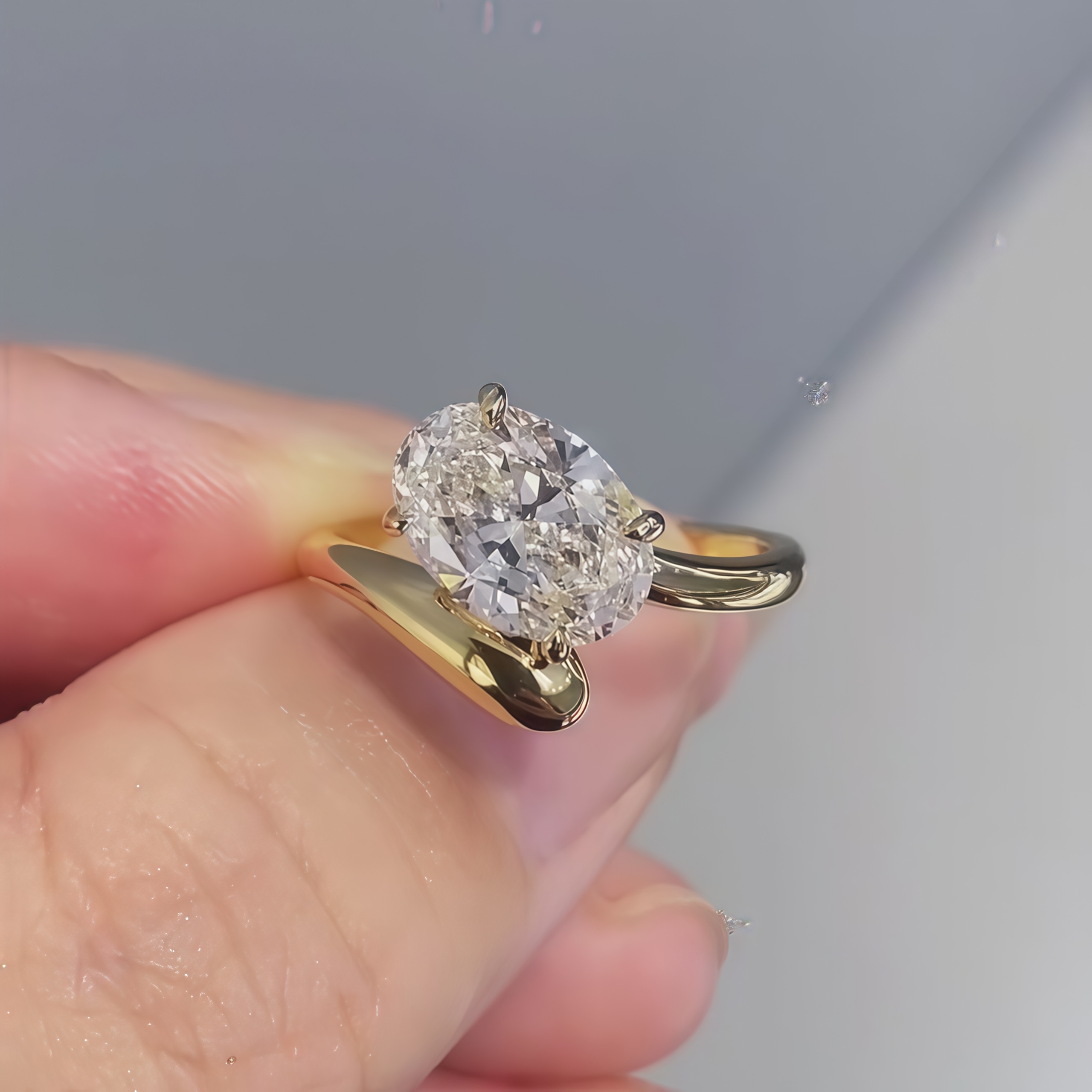 2 Carat Oval Lab Diamond Ring 18K Gold