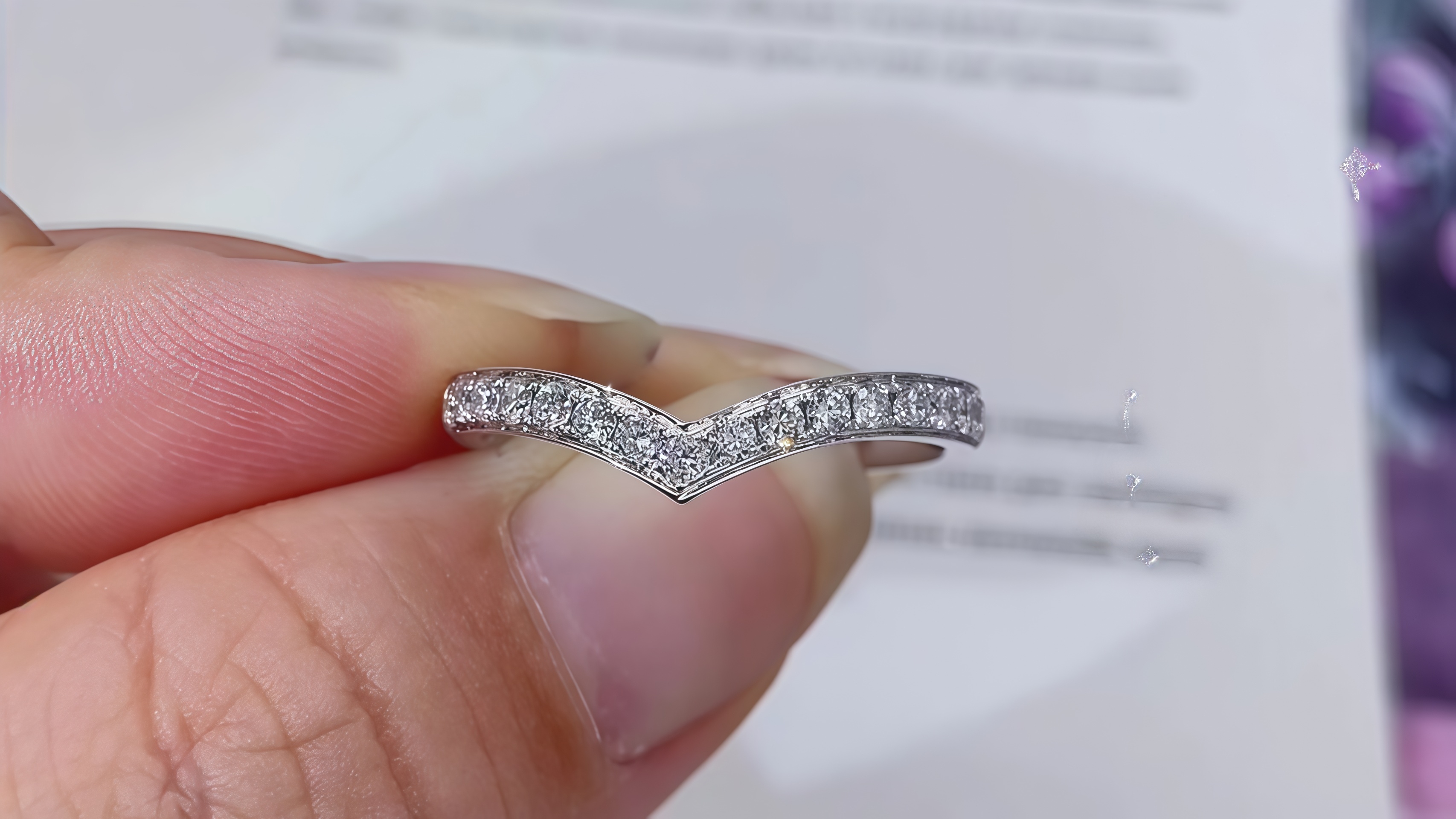 V Shape Round Cut Lab Diamond Eternity Ring