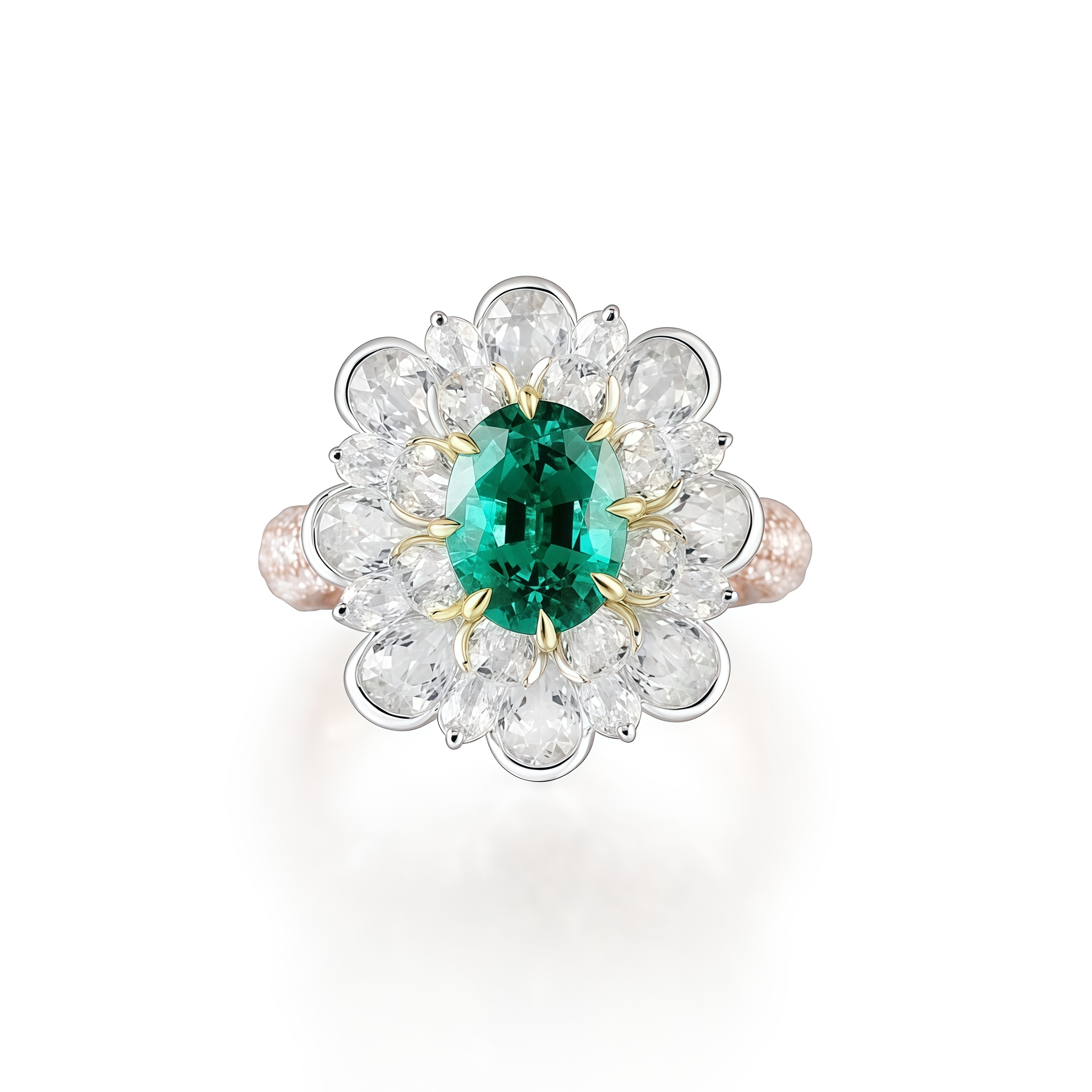 Oval Cut Lab Ruby And Diamond Halo Cocktail Ring In 14k Gold