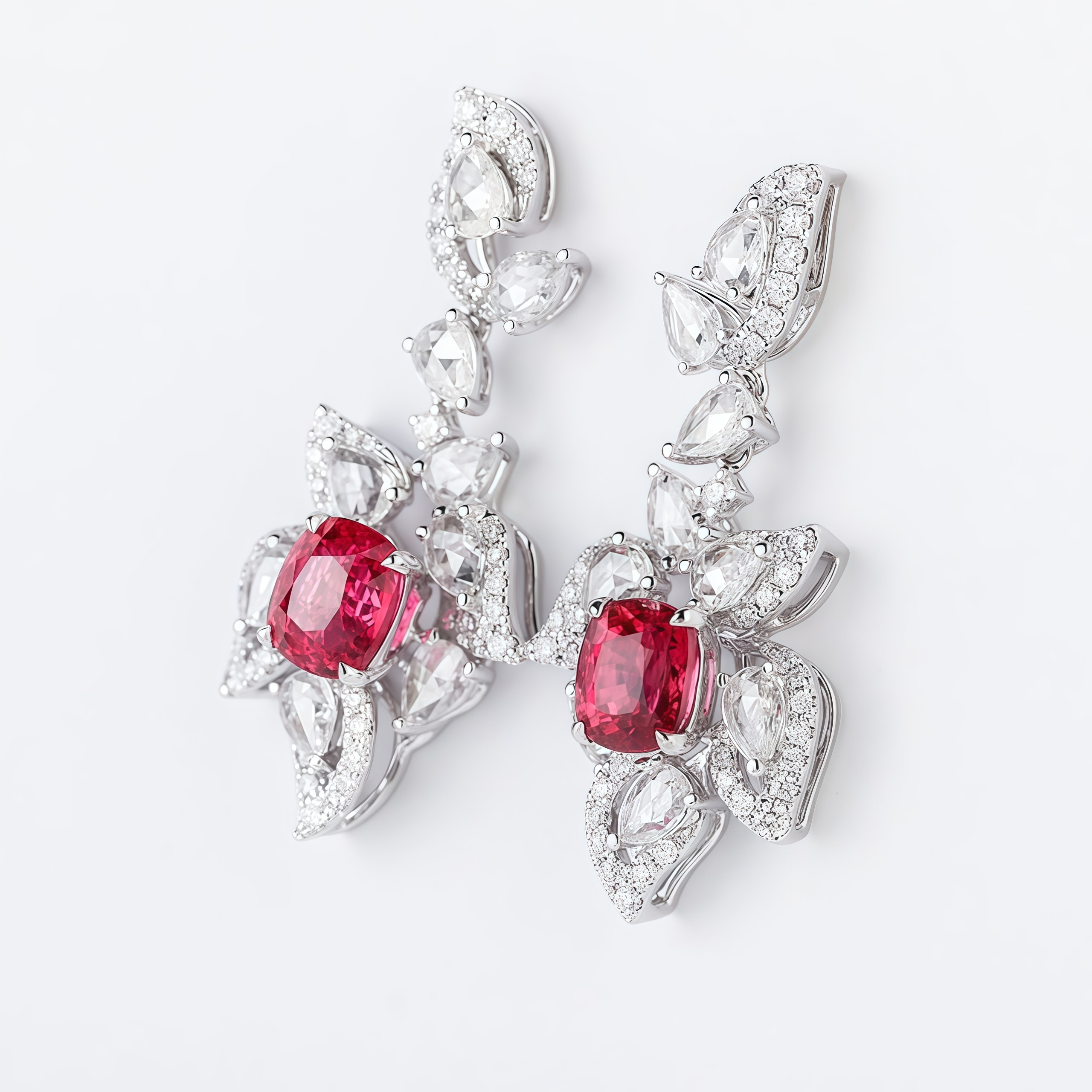 Lab-Grown Ruby And Diamond Earrings 14k Gold