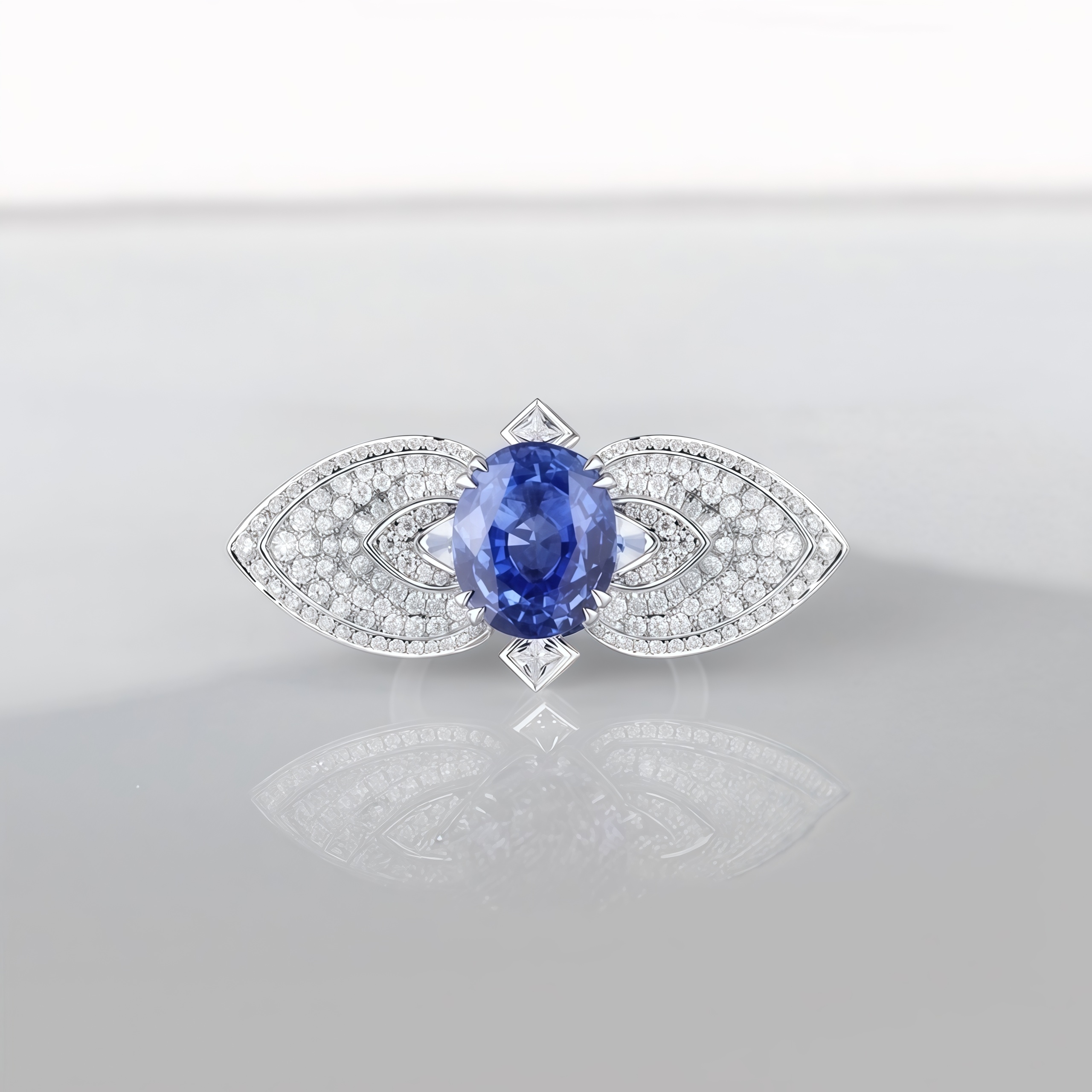 Lab-Grown Sapphire and Diamond Cocktail Ring 14K Gold