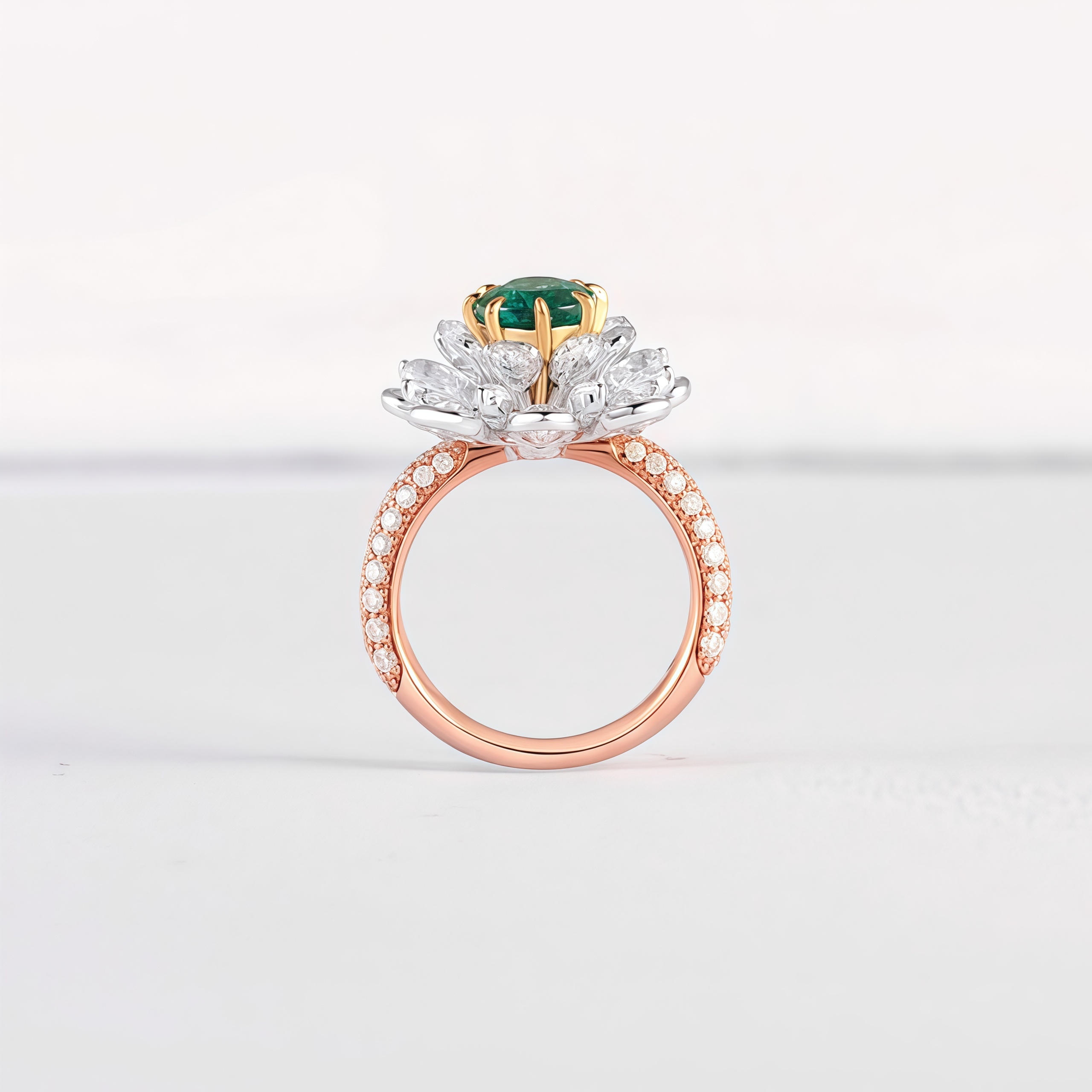 Oval Cut Lab Ruby And Diamond Halo Cocktail Ring In 14k Gold