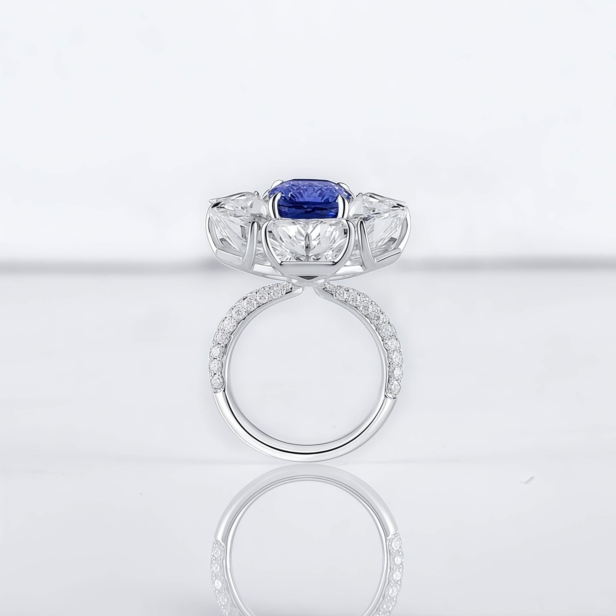 Lab-Grown Ruby Ring with White Sapphire 14k Gold