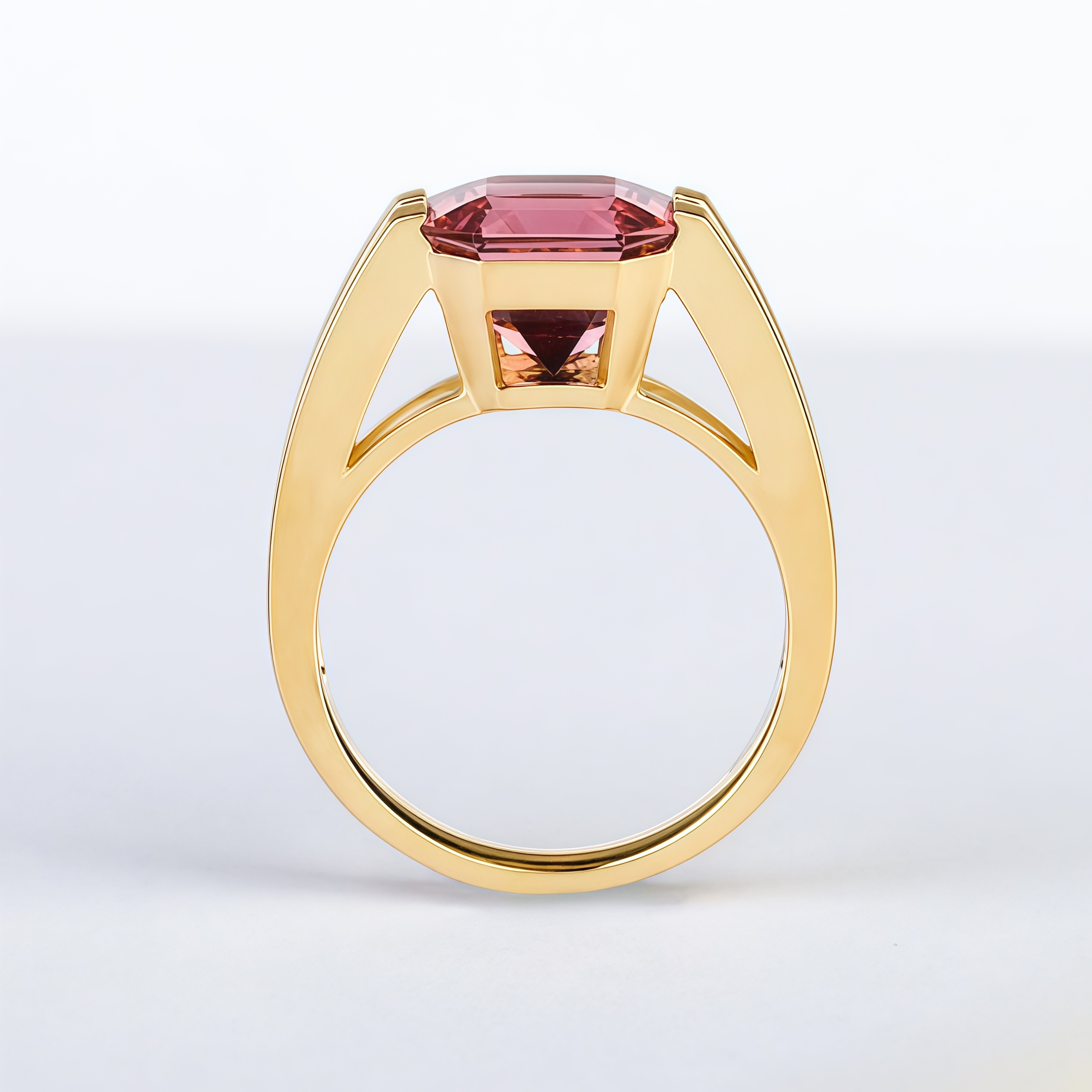 Lab Sapphire Men's Ring | 14K Gold Sunset Chunky Ring