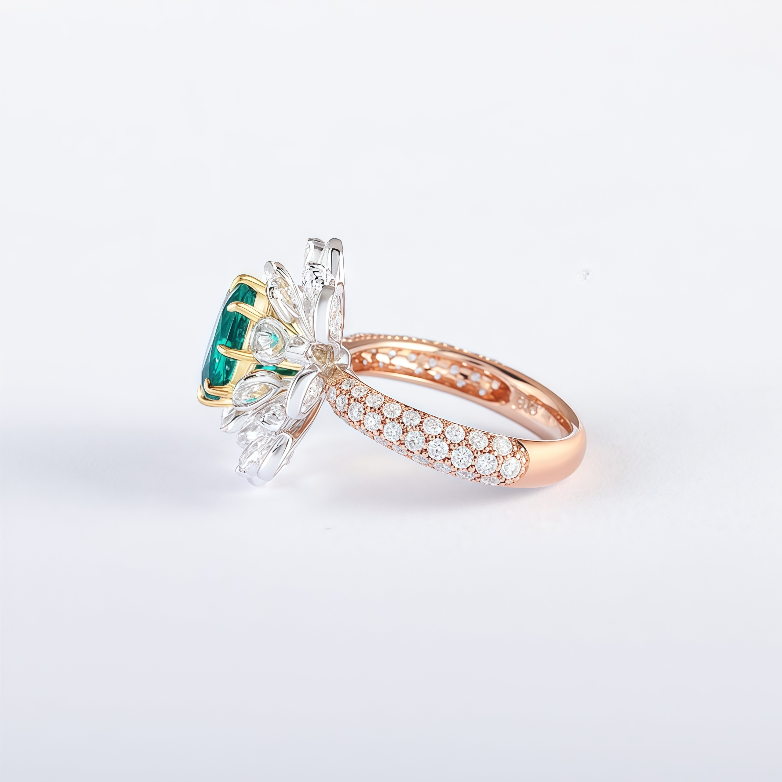 Oval Cut Lab Ruby And Diamond Halo Cocktail Ring In 14k Gold