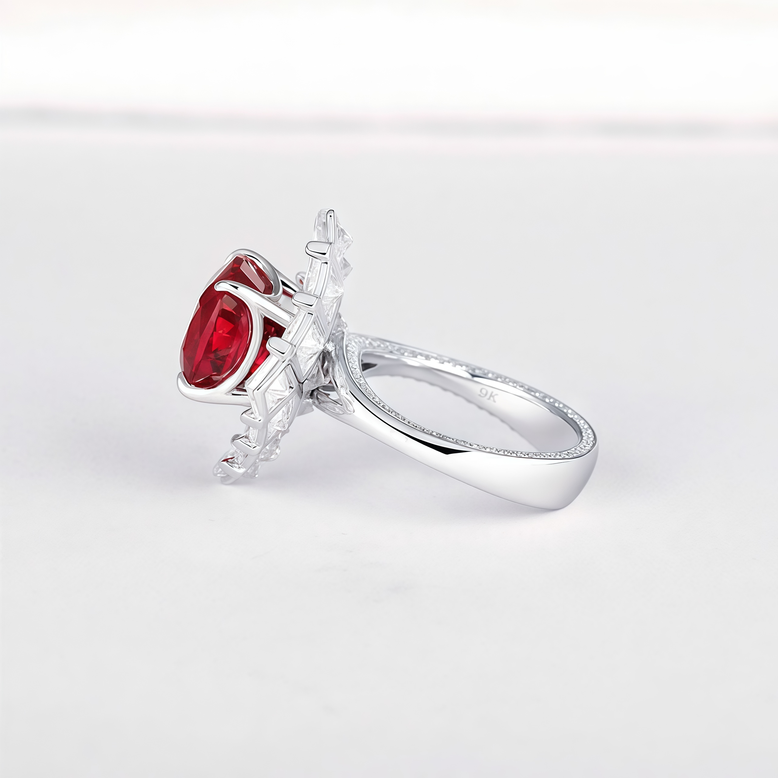 Lab-Grown Ruby/Emerald and Diamond Ring with White Sapphire In 14k Gold