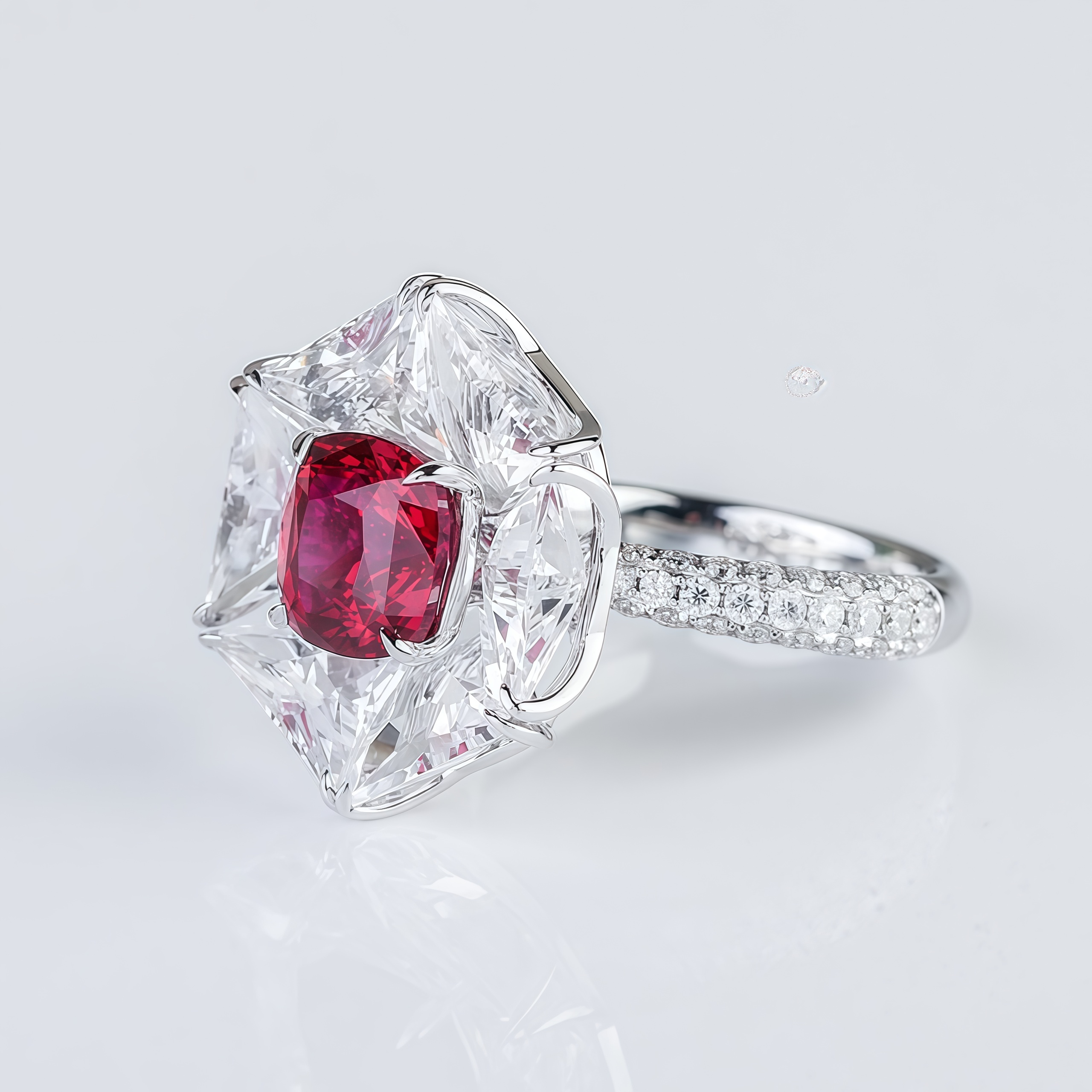 Lab-Grown Ruby Ring with White Sapphire 14k Gold