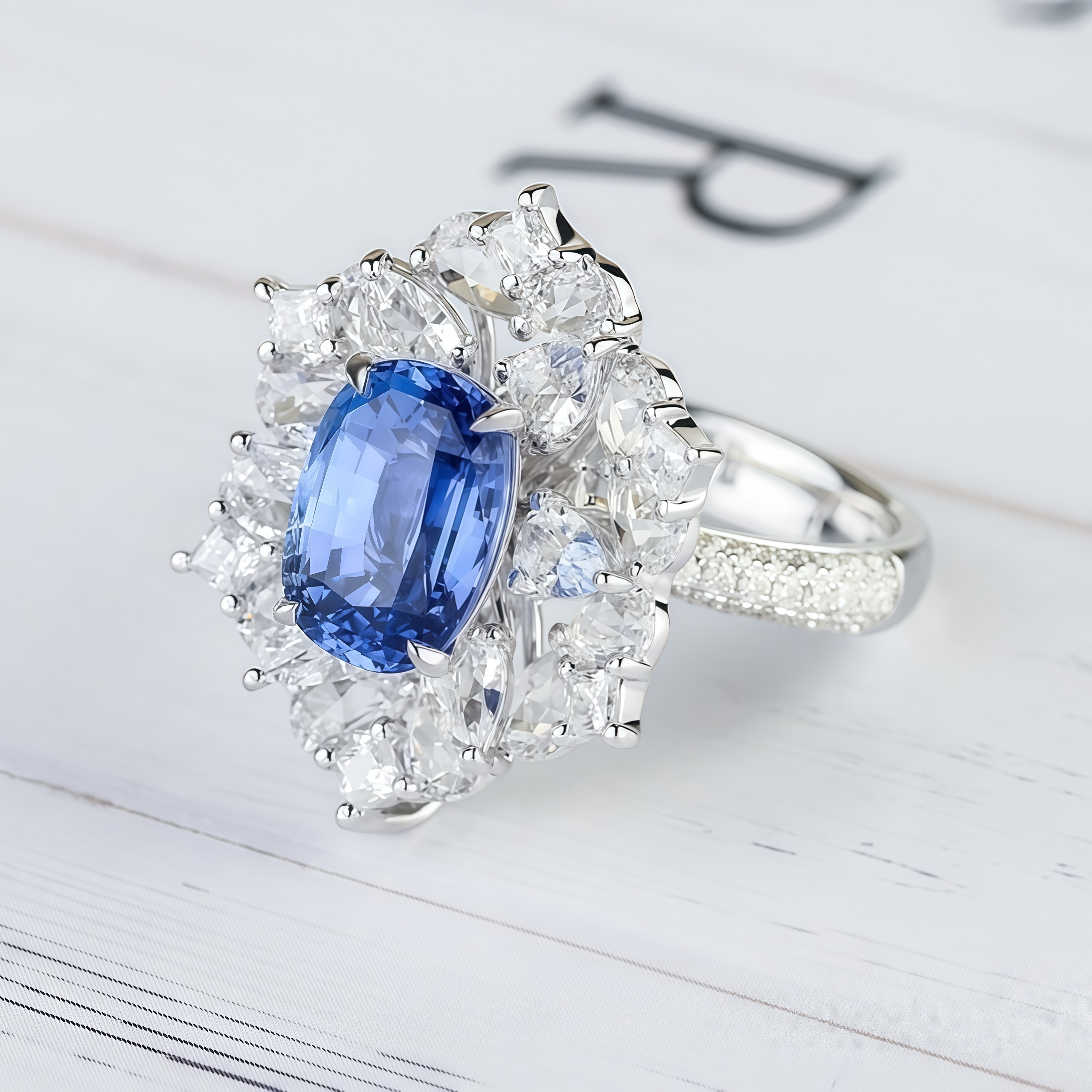 Versatile Lab Sapphire and Diamond Convertible Ring/Pendant 14K Gold
