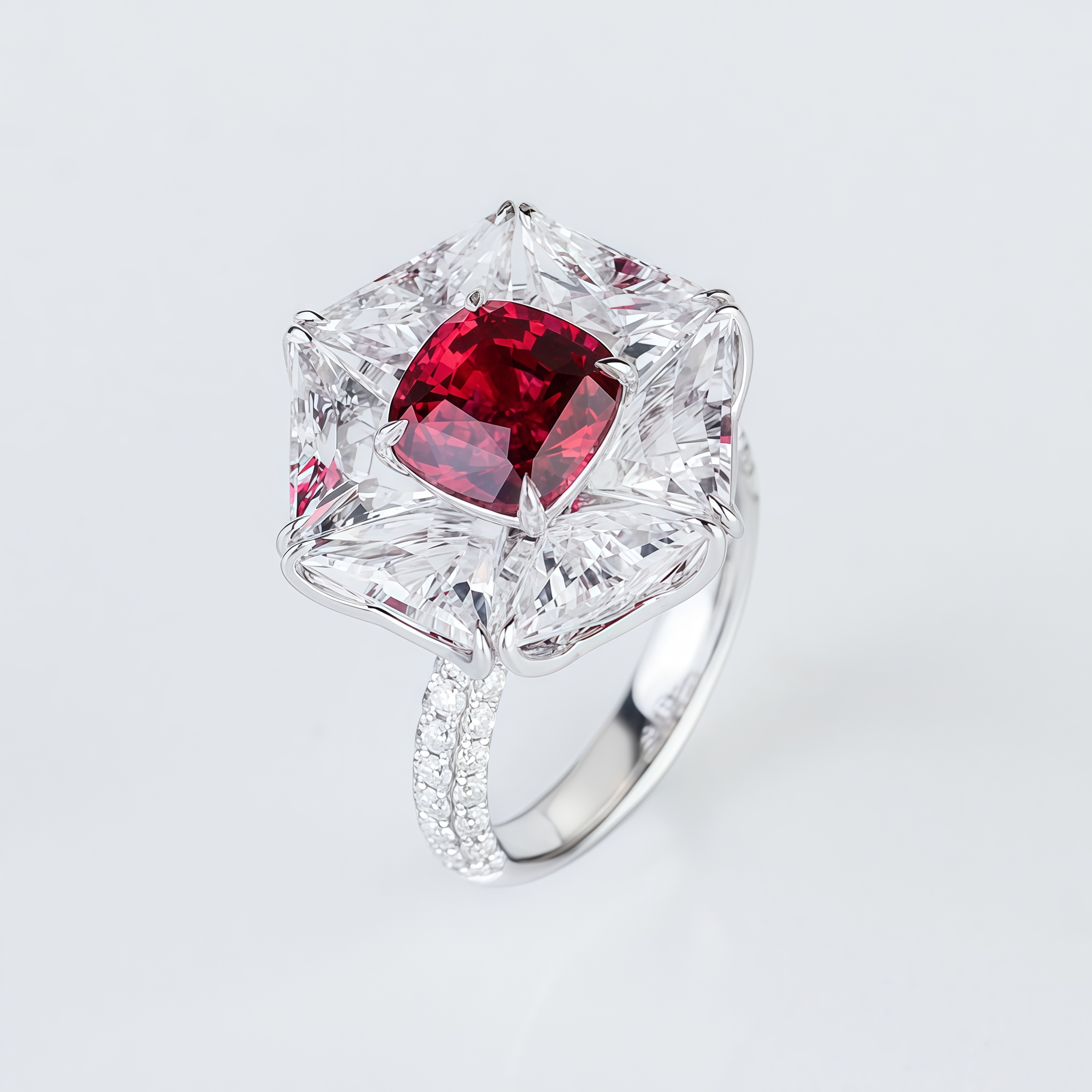 Lab-Grown Ruby Ring with White Sapphire 14k Gold