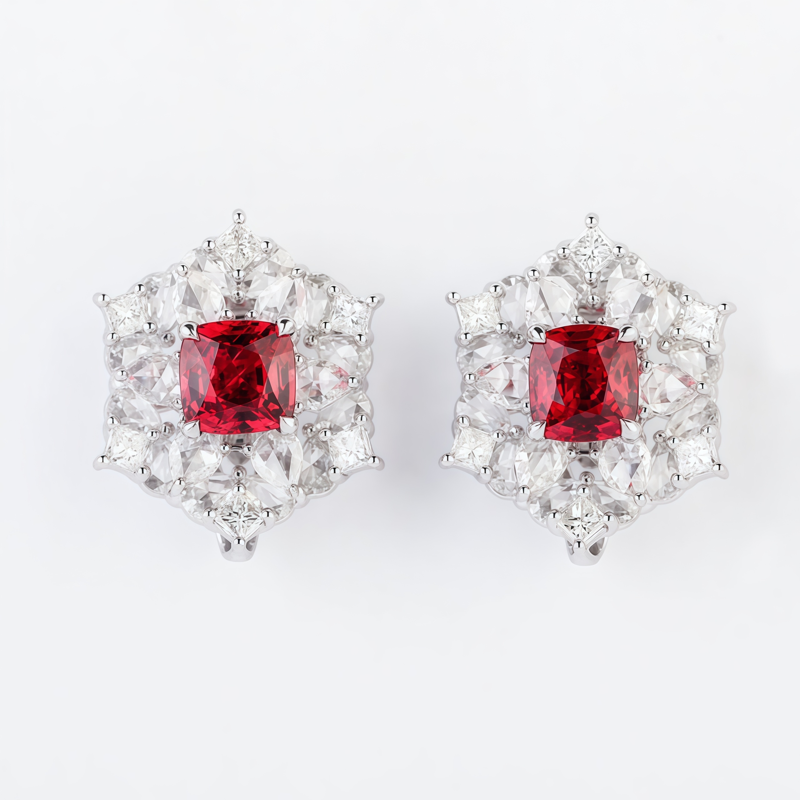 Lab Grown Diamond and Ruby Stud Earrings 14K Gold