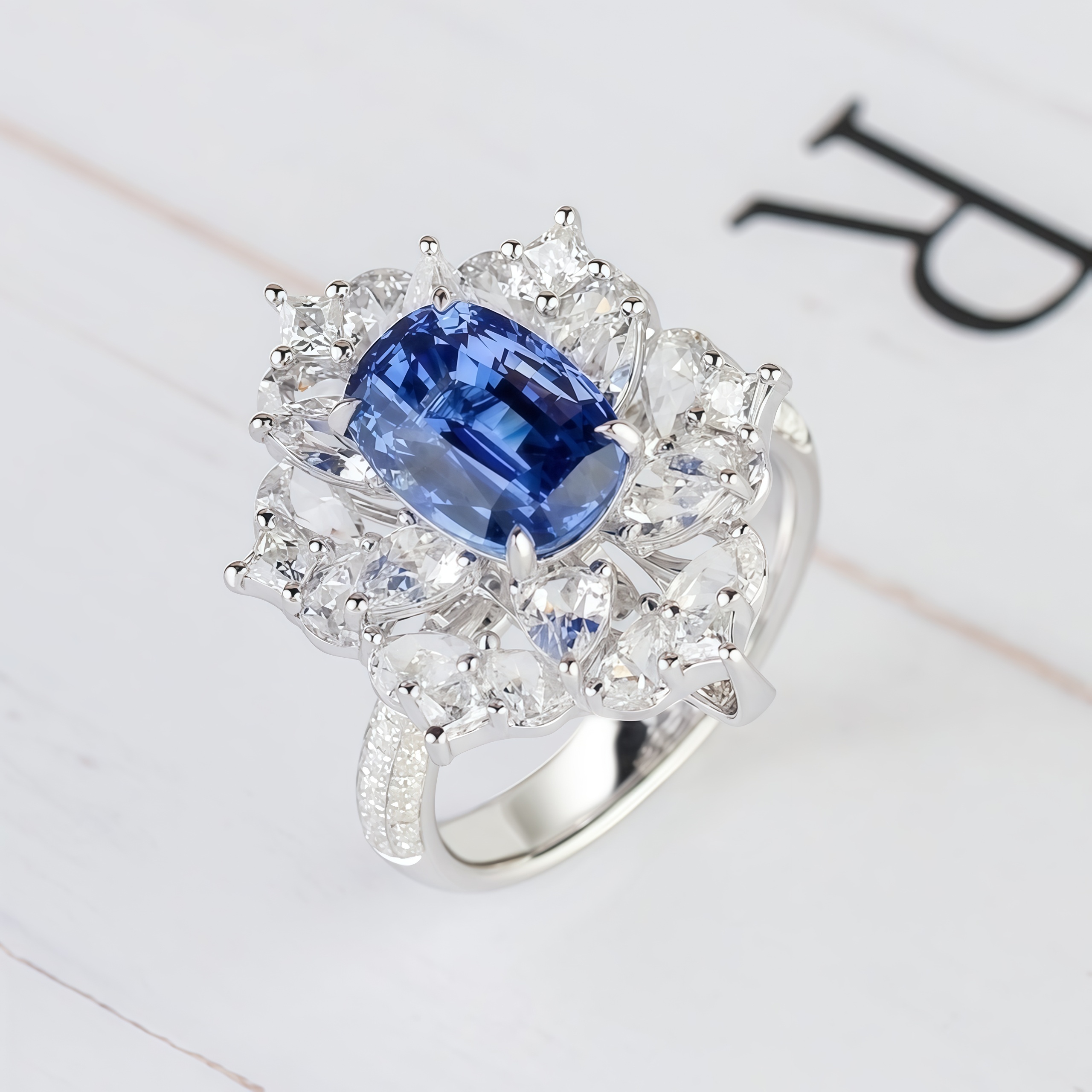 Versatile Lab Sapphire and Diamond Convertible Ring/Pendant 14K Gold