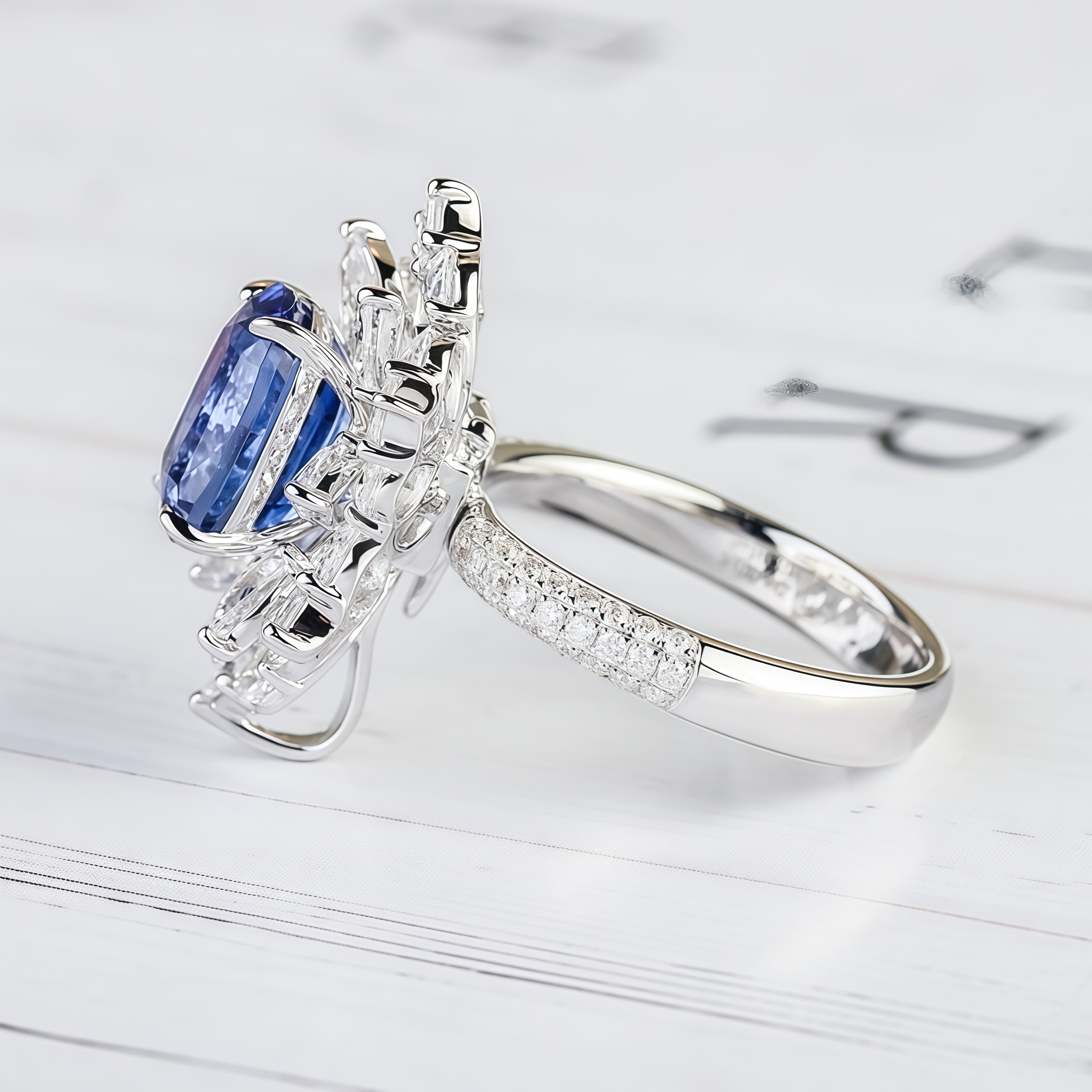Versatile Lab Sapphire and Diamond Convertible Ring/Pendant 14K Gold