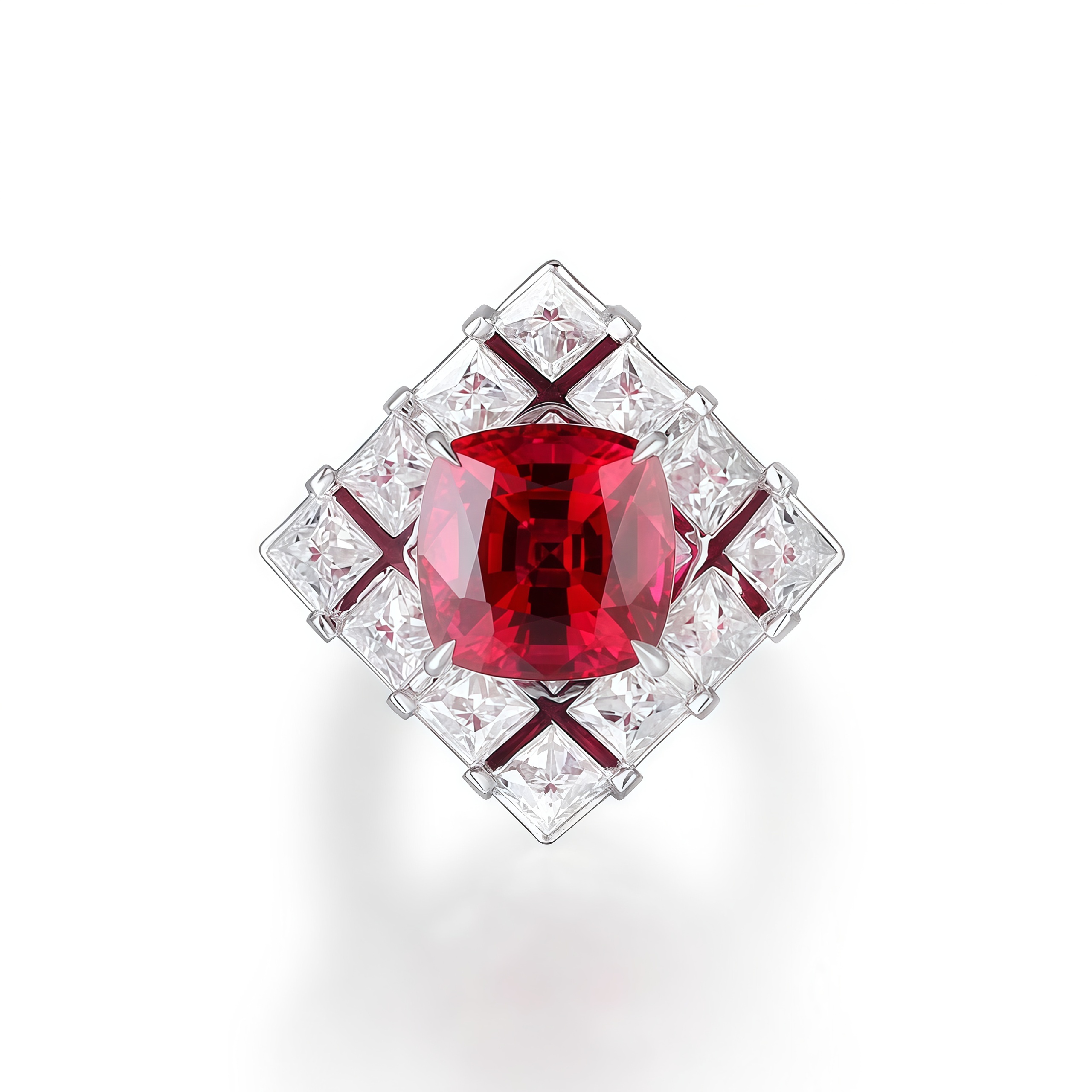 Lab-Grown Ruby/Emerald and Diamond Ring with White Sapphire In 14k Gold