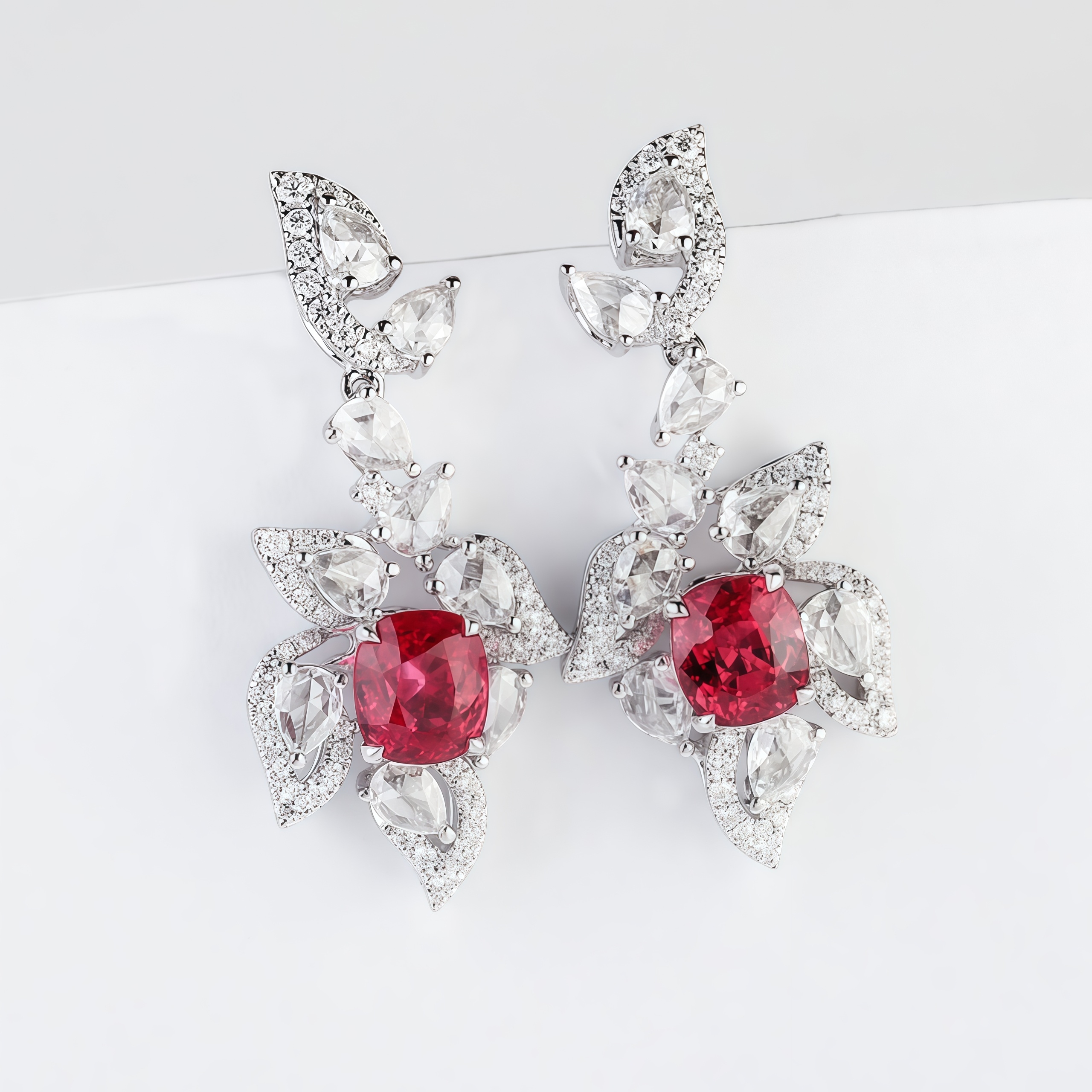 Lab-Grown Ruby And Diamond Earrings 14k Gold
