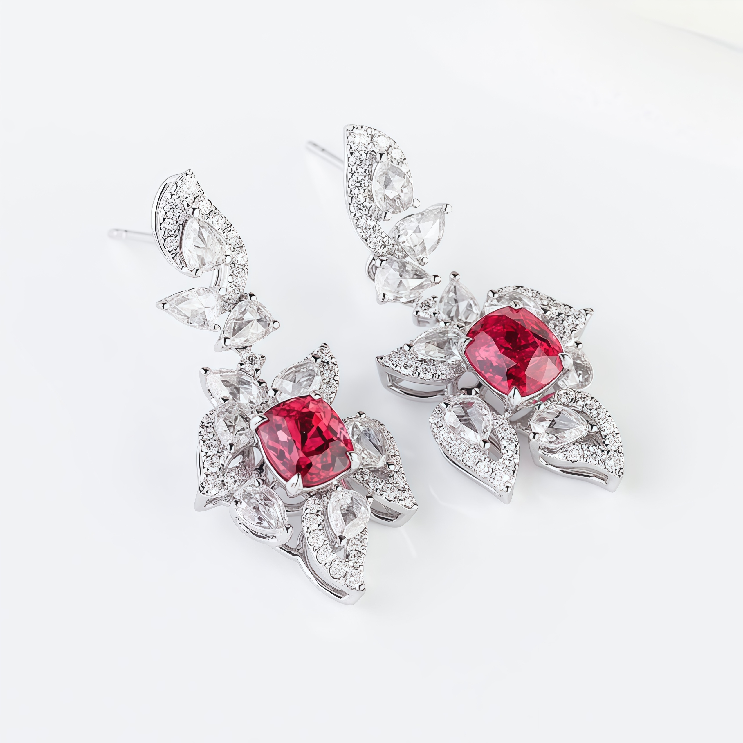Lab-Grown Ruby And Diamond Earrings 14k Gold