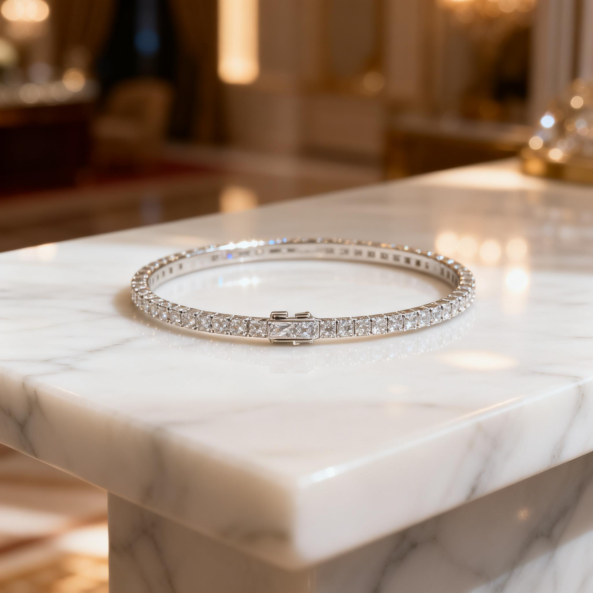 Each 0.05-carat Round Lab Grown Diamond Tennis Bracelet