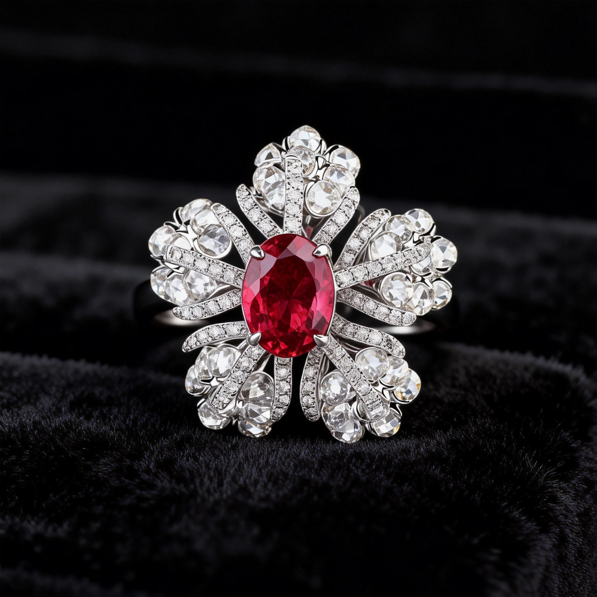 Lab-Grown Ruby Five-Petal Cocktail Ring In 14K Gold