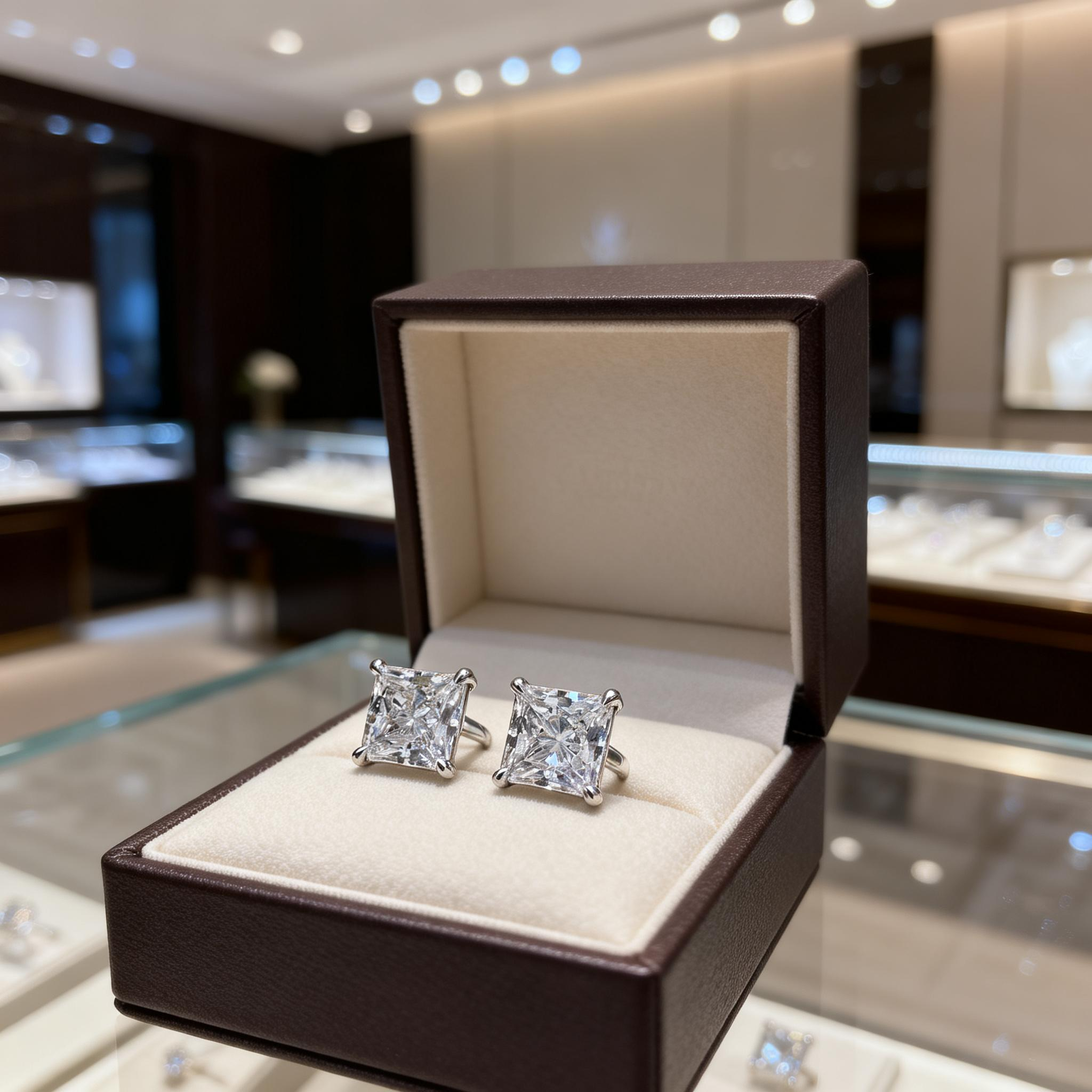 Princess Cut Lab Diamond Studs  Earrings (3.07 Ct. Tw.)