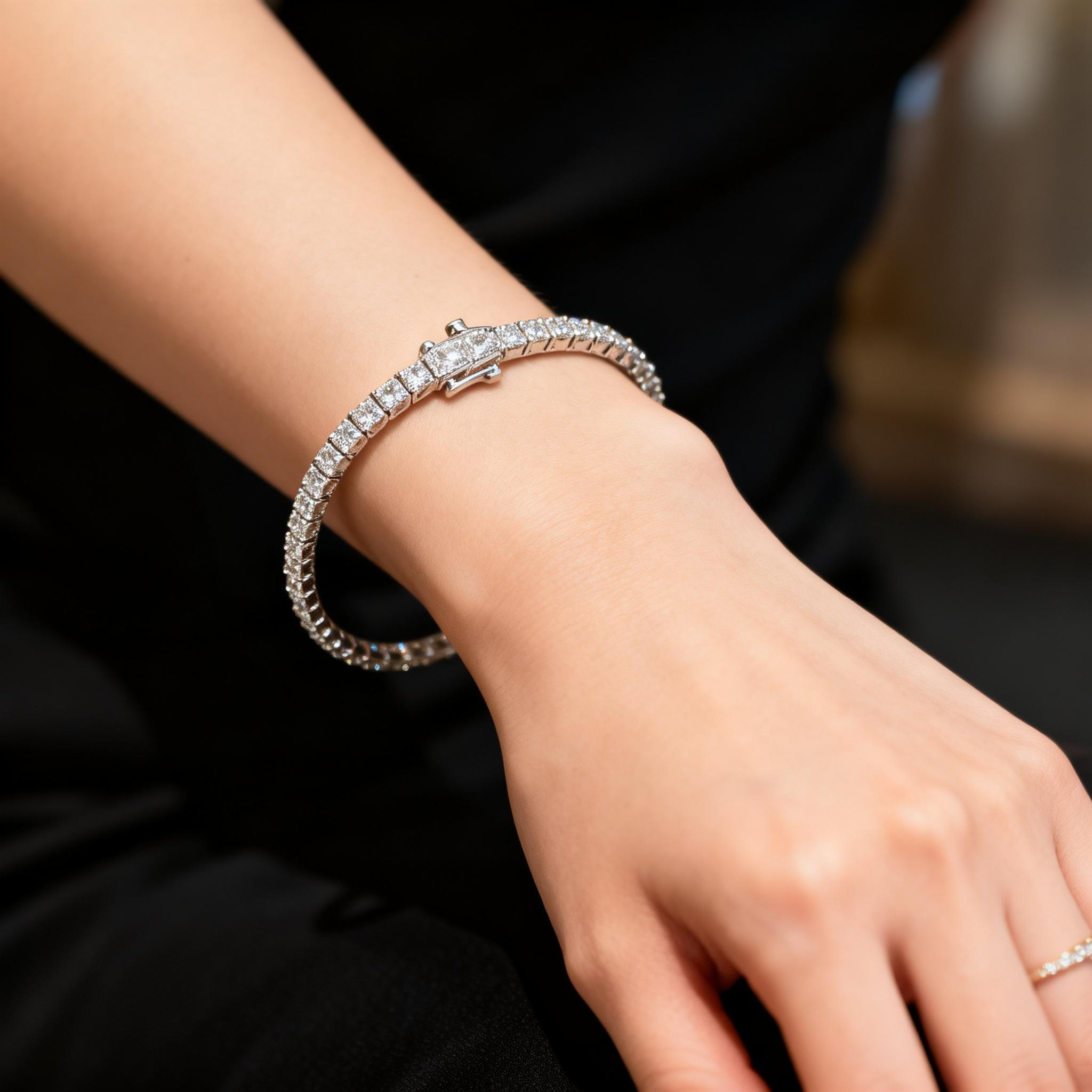 Each 0.05-carat Round Lab Grown Diamond Tennis Bracelet
