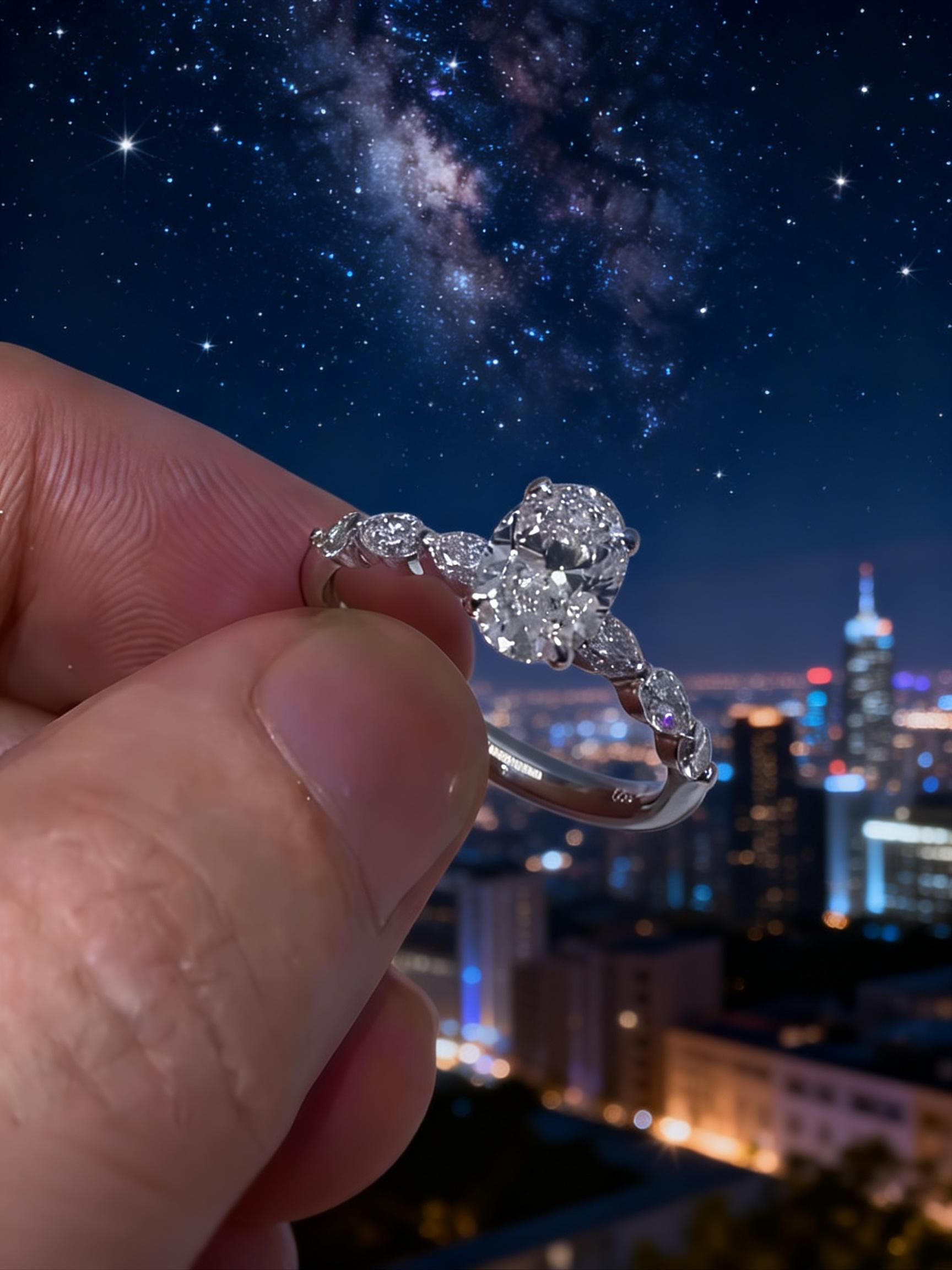 1 CT Oval Diamond Ring Lab Grown Diamond Engagement Ring