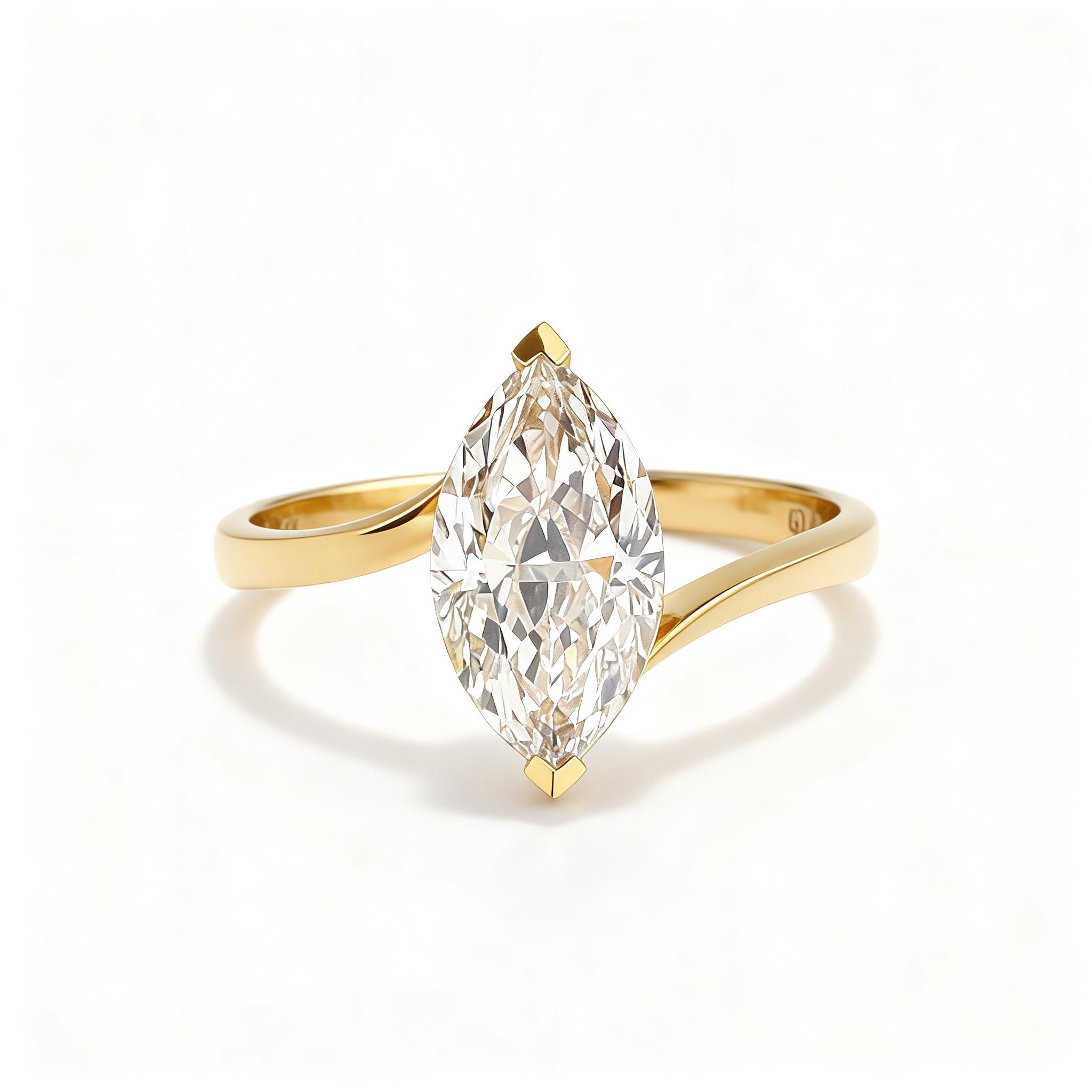 1.9 Carat Marquise Lab Diamond Ring 18K Gold