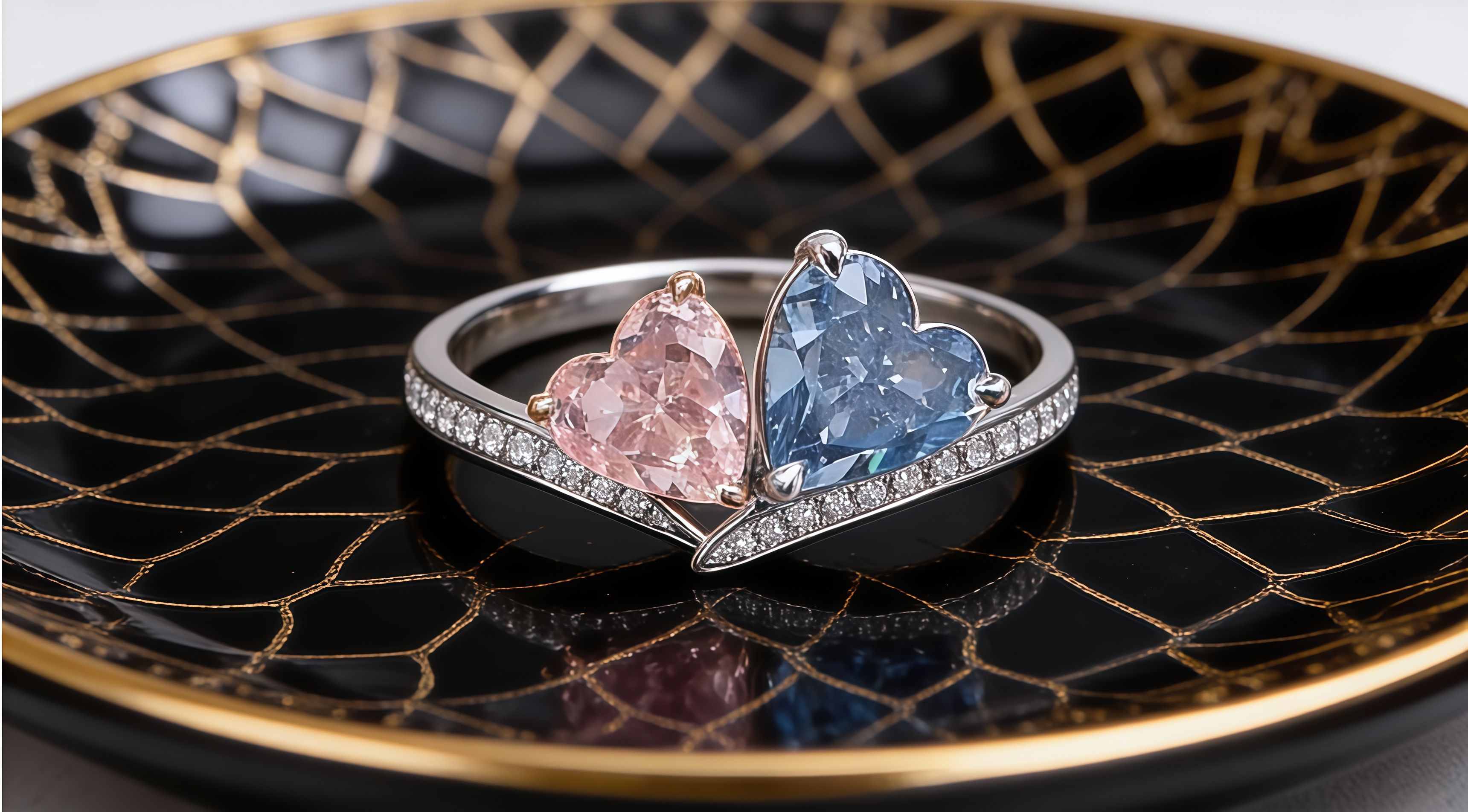 2.35 CTW Pink and Blue Two Stone Lab Diamond Ring