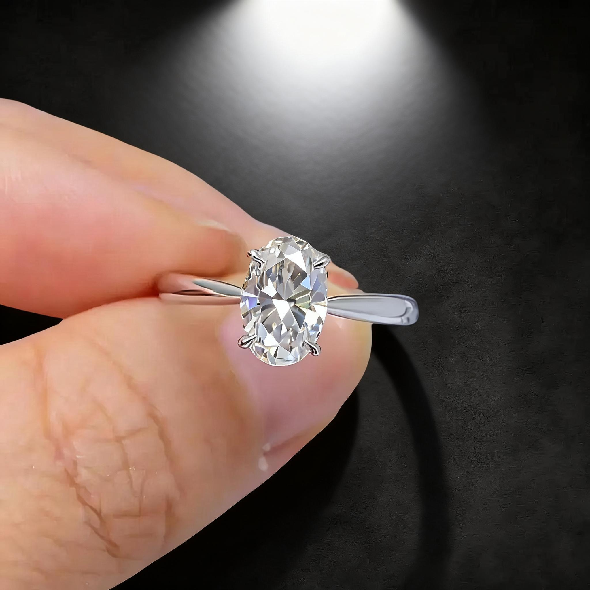 1.39 CT Oval Cut Lab Grown Diamond Solitaire Engagement Ring