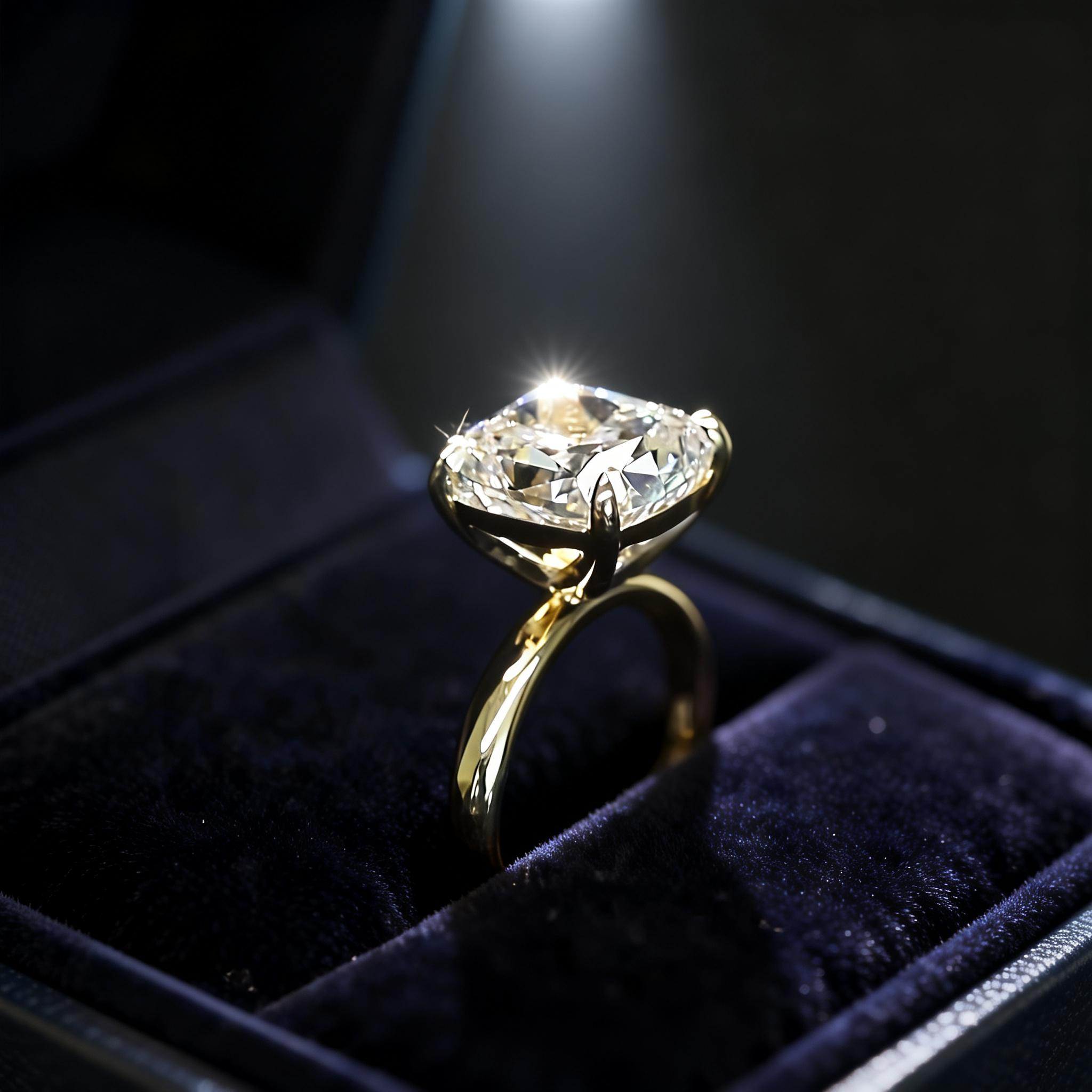 7 Carat Cushion Cut Lab Grown Diamond Solitaire Ring