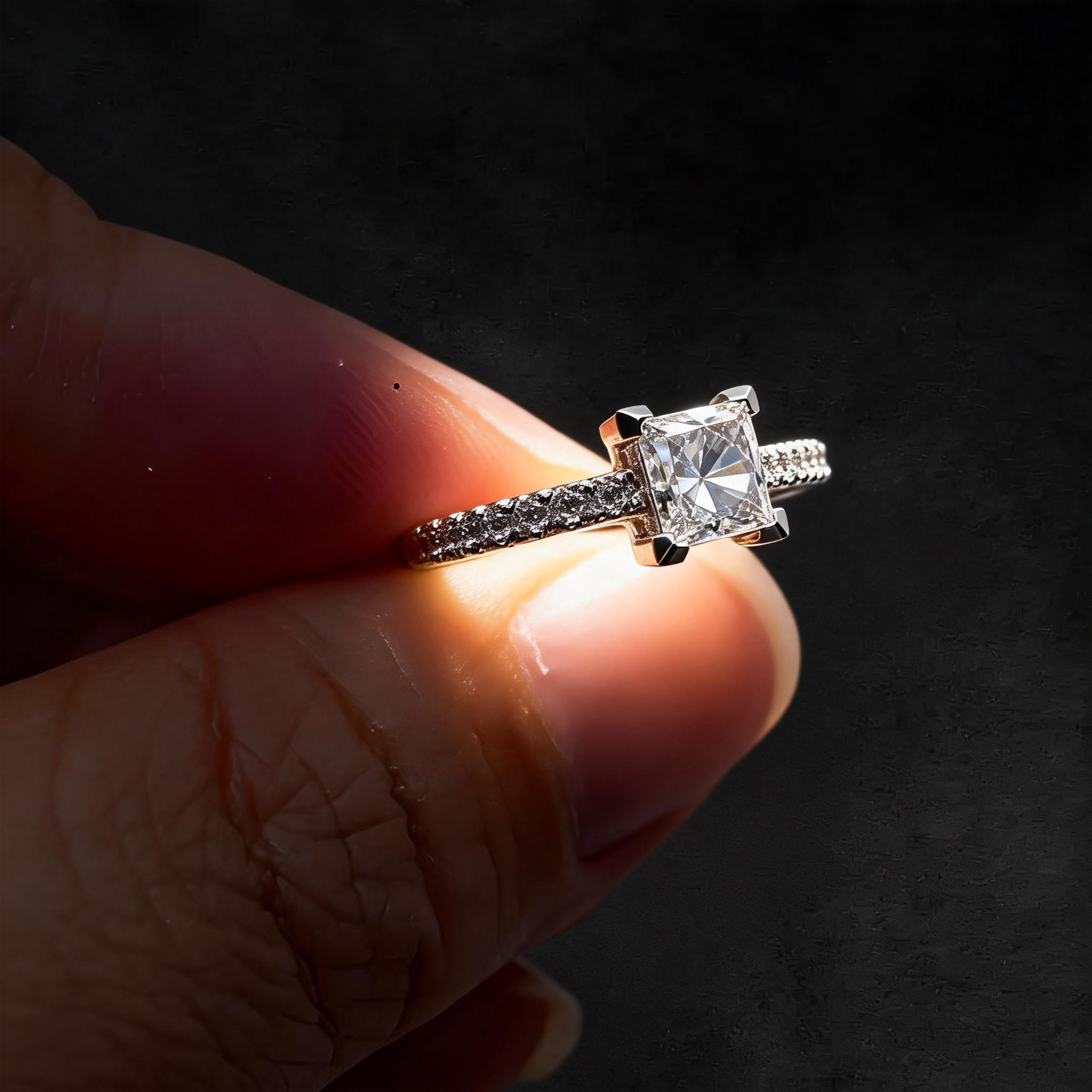 0.7 CT Princess Cut Pave Lab Grown Diamond Engagement Rings