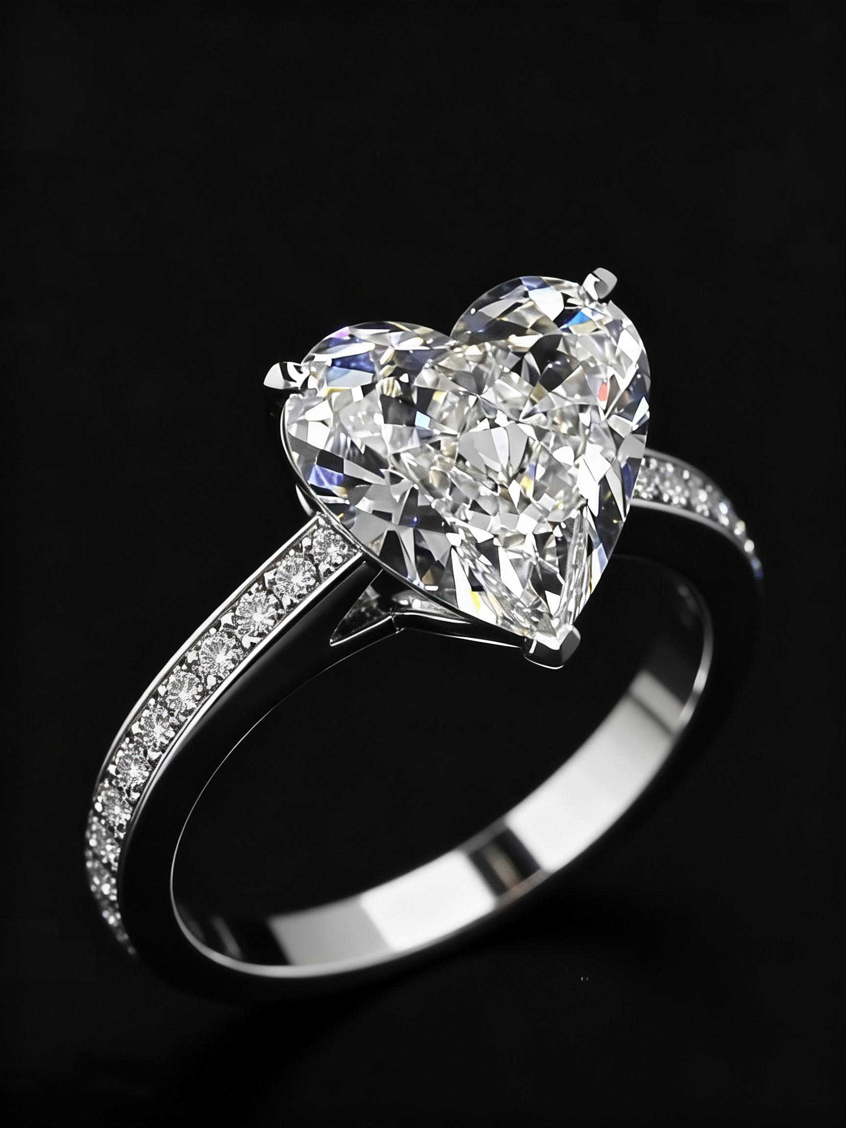 10 Carat Heart Shape Lab Grown Diamond Pave Engagement Ring