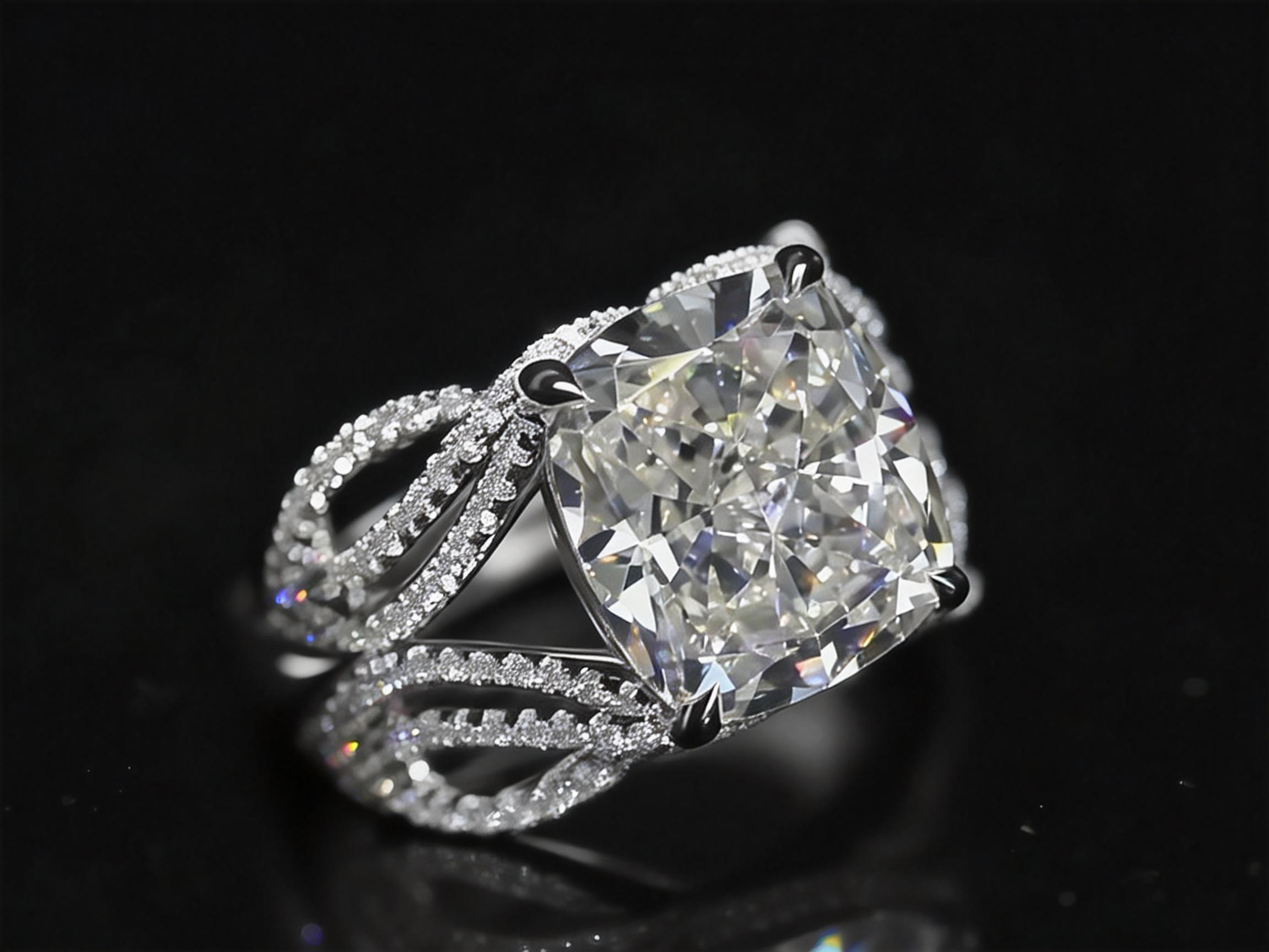 7-Carat Cushion Cut Lab-Grown Diamond Ring Nature Inspired