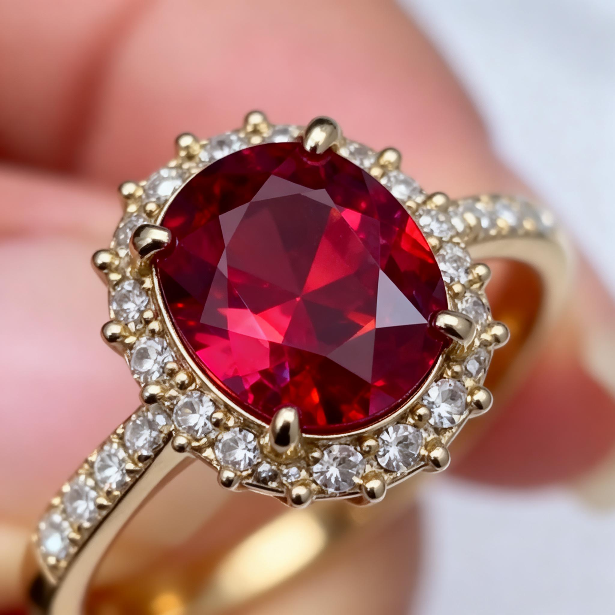 2 Carat Ruby Ring with Lab Grown Diamonds