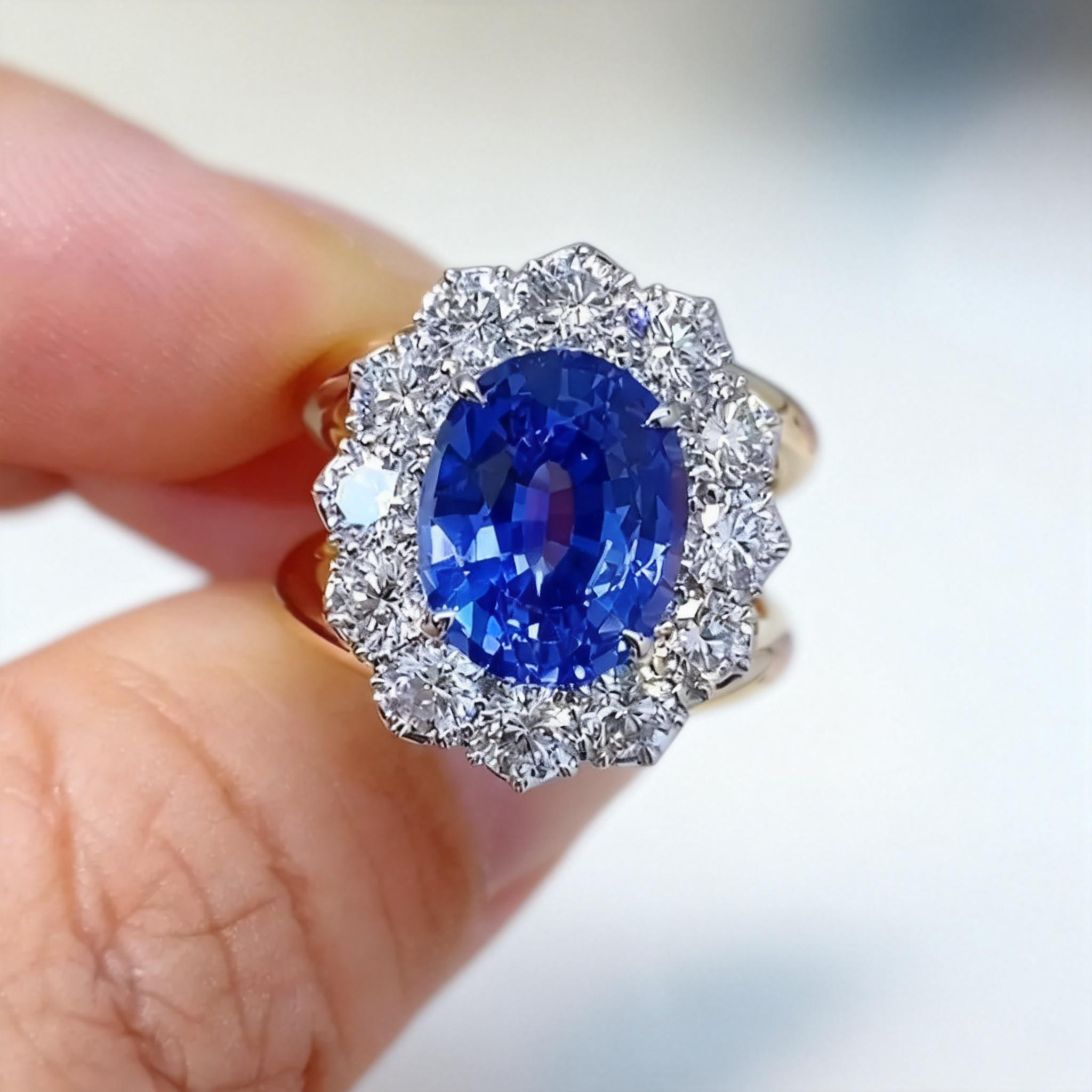 Blue Sapphire Double Band Cocktail Ring 18K gold